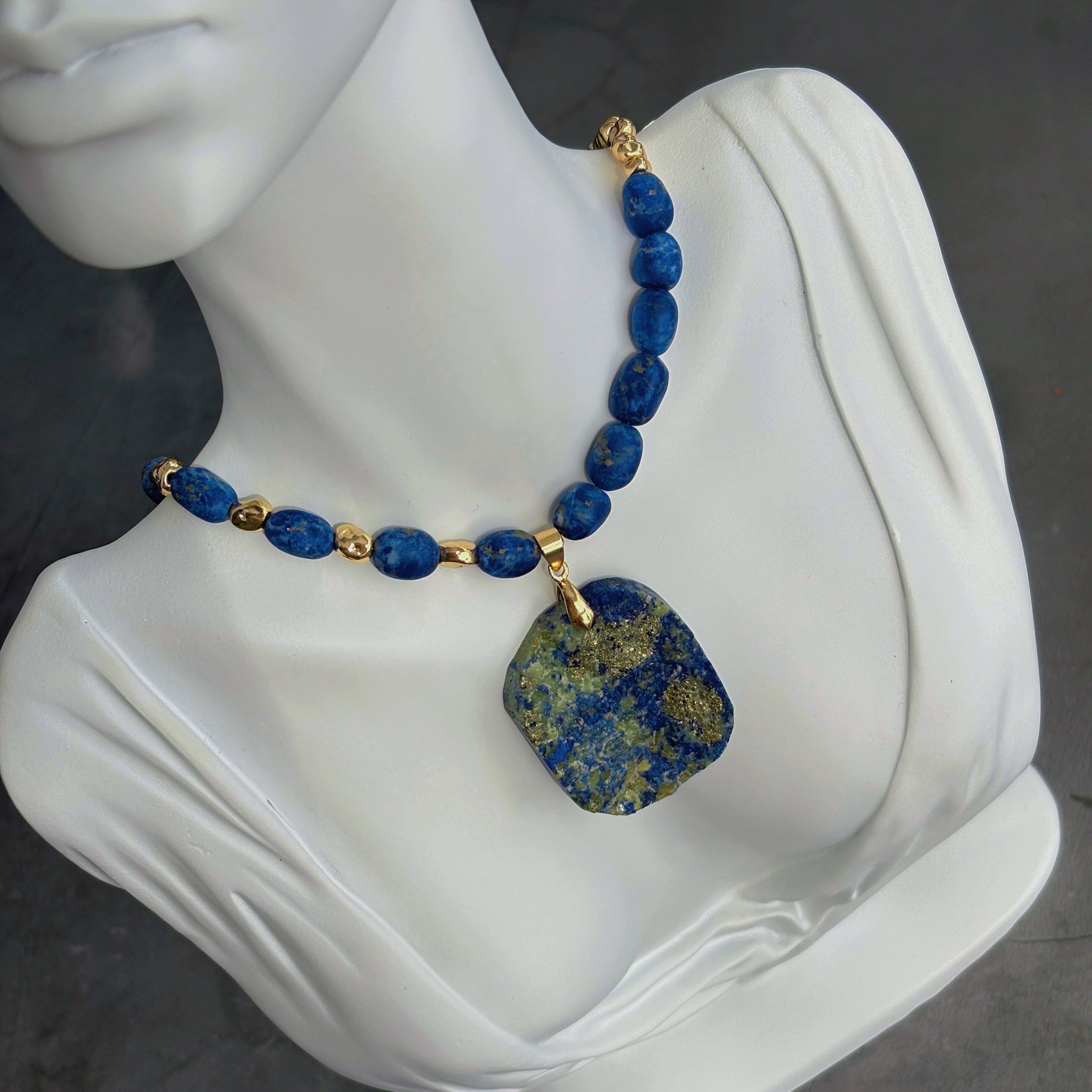Celestial Lapis Raw Lapis Lazuli Asymmetrical Necklace
