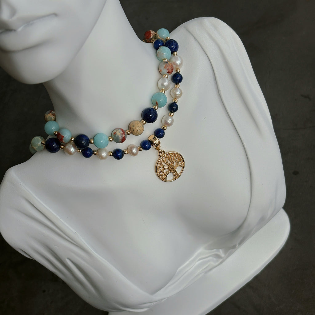 Moonlit Tree Aqua Terra Jasper Renewal Crystal Necklace