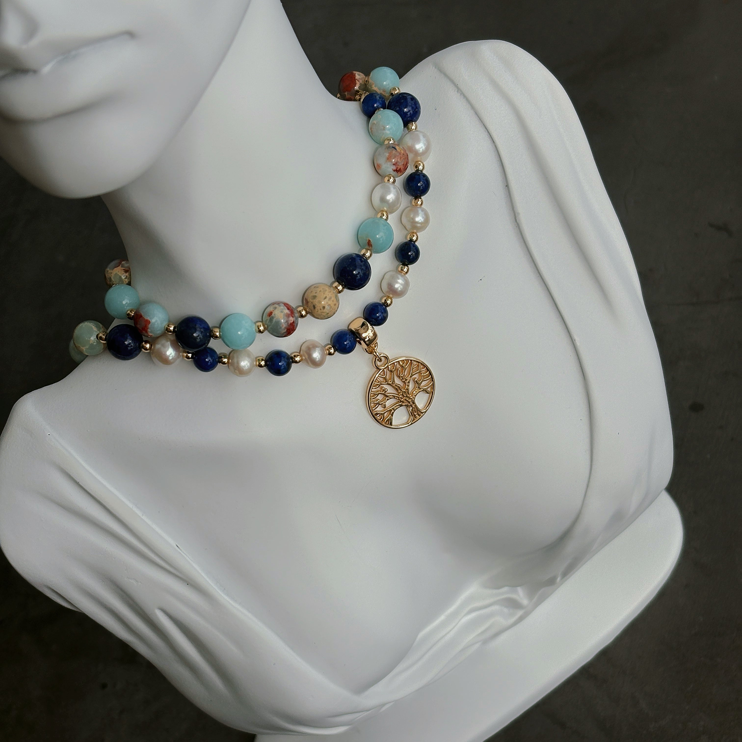 Moonlit Tree Aqua Terra Jasper Renewal Crystal Necklace