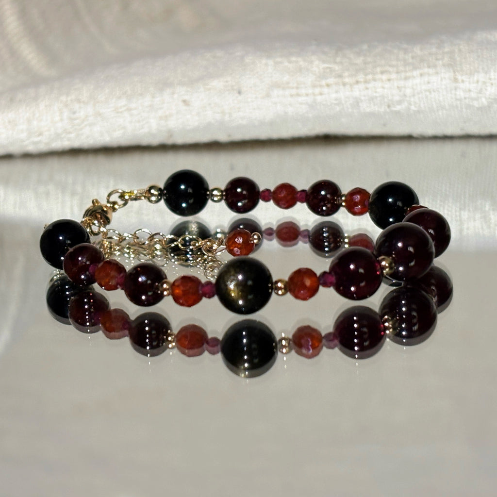 Roman Glory Garnet Golden Obsidian courage strength bracelet