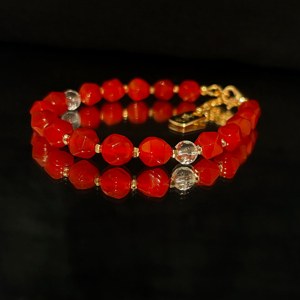 Crimson Radiance Faceted Red Agate Vitality Bracelet