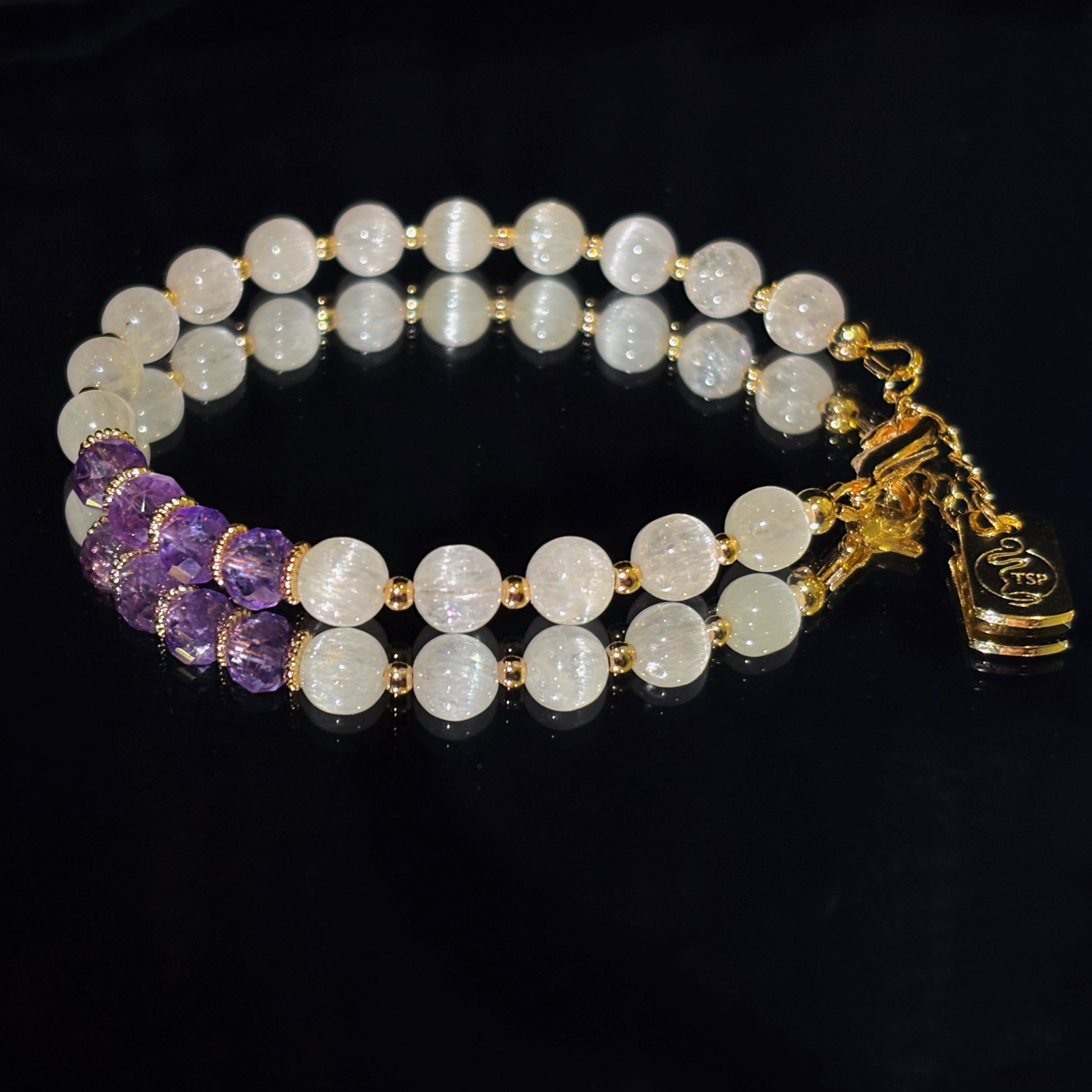 Midnight Flow Green Kunzite Faceted Amethyst Bracelet