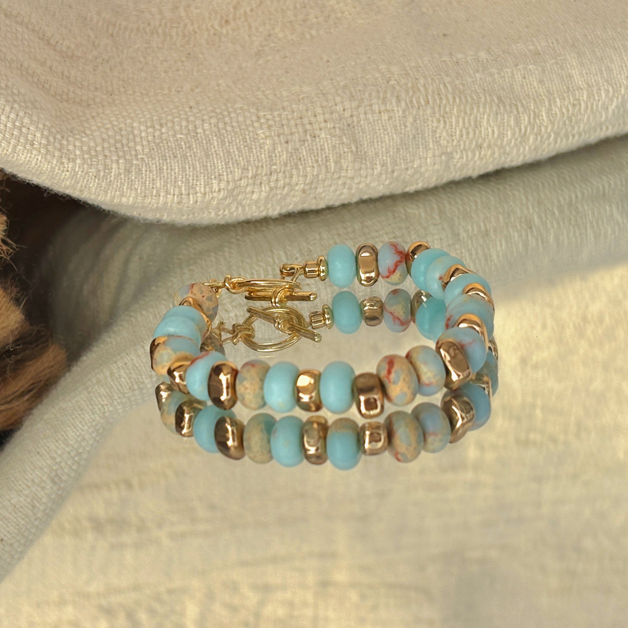 Azure In The Desert Aqua Terra Jasper Hematite Serenity Bracelet