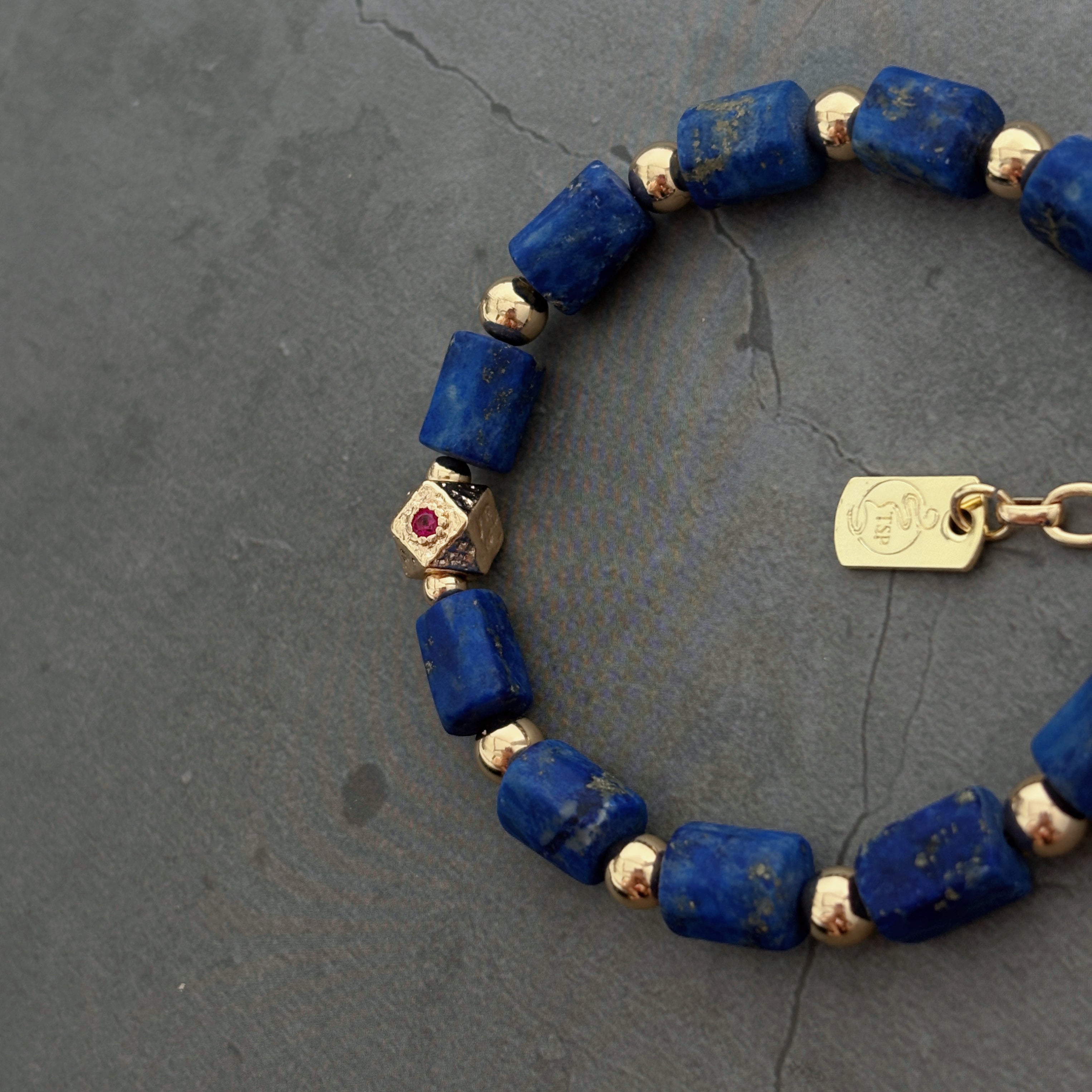 Celestial Authority Lapis Lazuli Red Zircon Bracelet