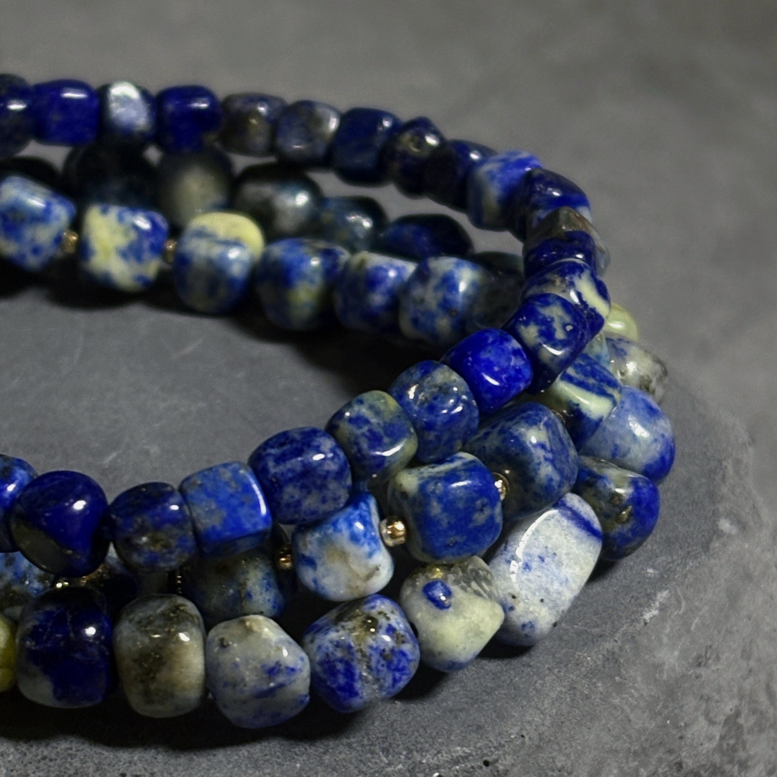 Lapis Relic Irregular Cube Lapis Lazuli Wisdom Bracelet