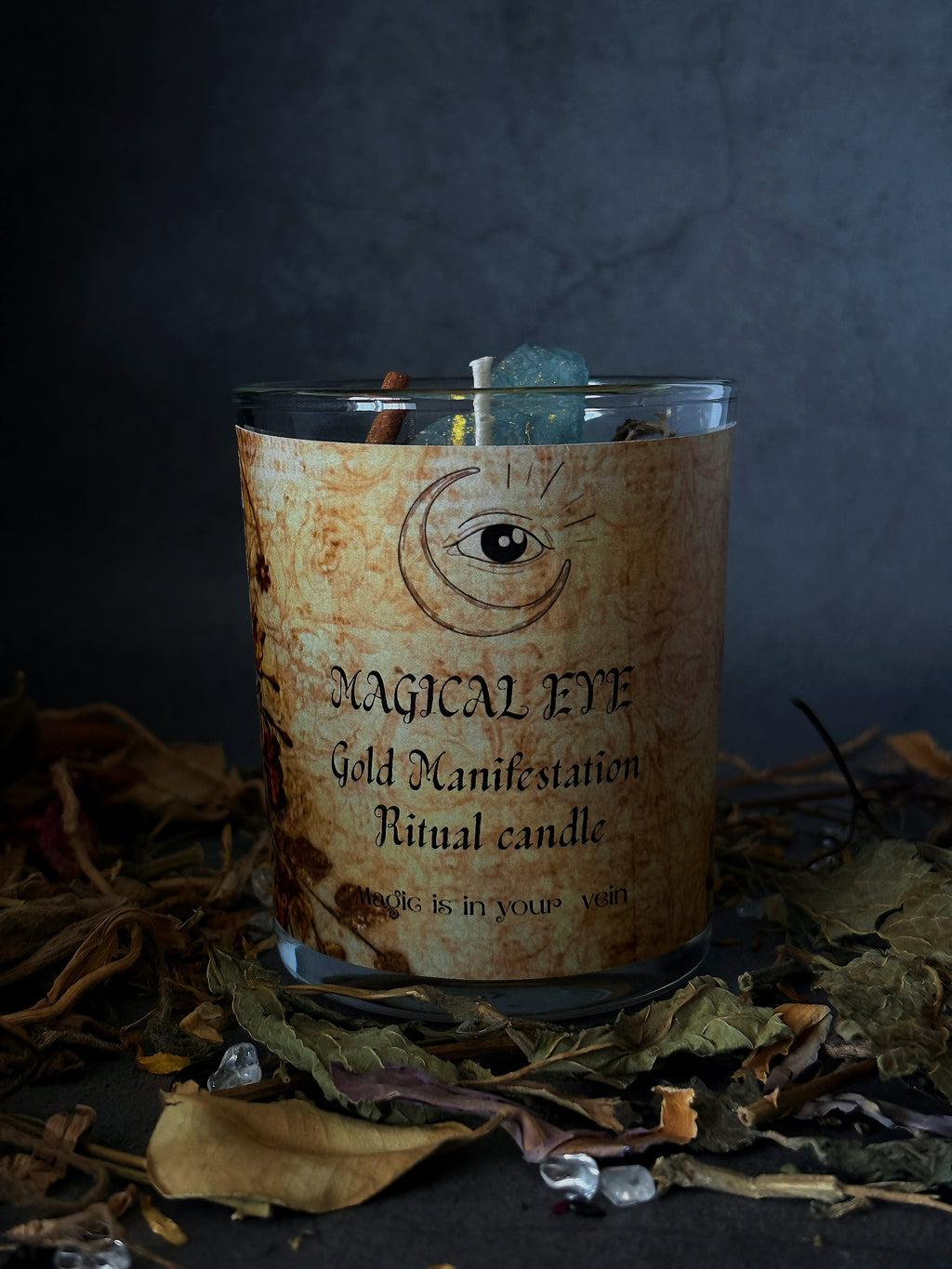 Golden Alchemy Prosperity Crystal Candle