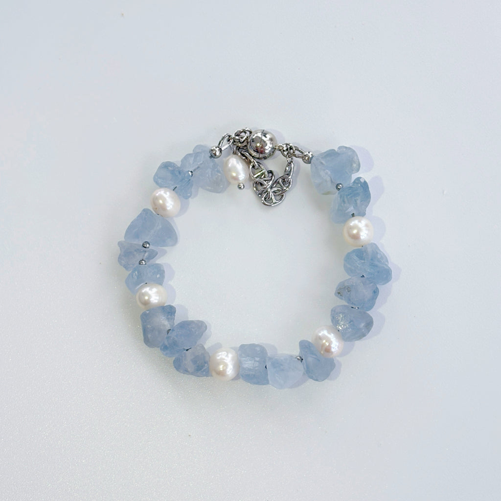 Angel’s Breath Celestite Pearl Guardian Bracelet