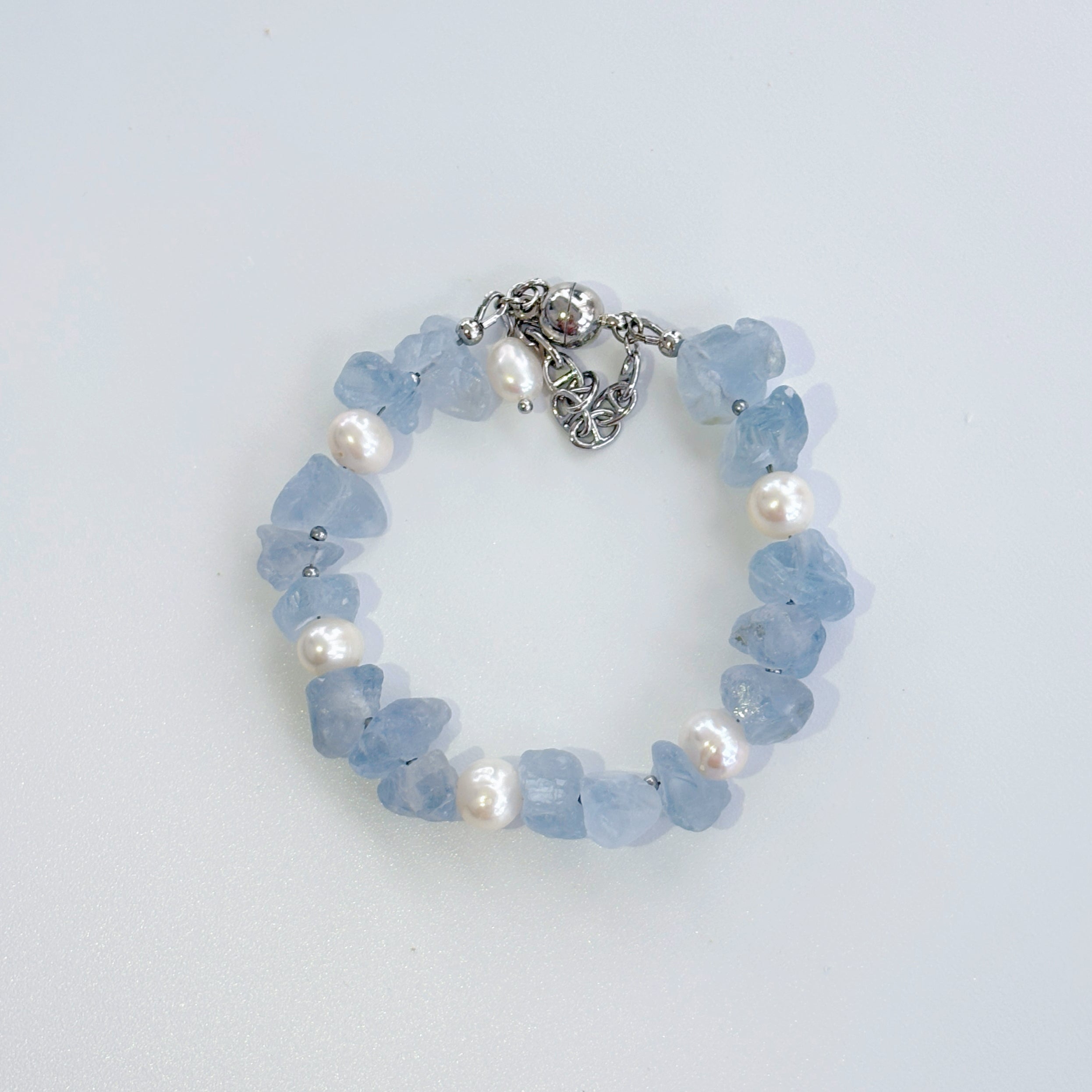 Angel’s Breath Celestite Pearl Guardian Bracelet