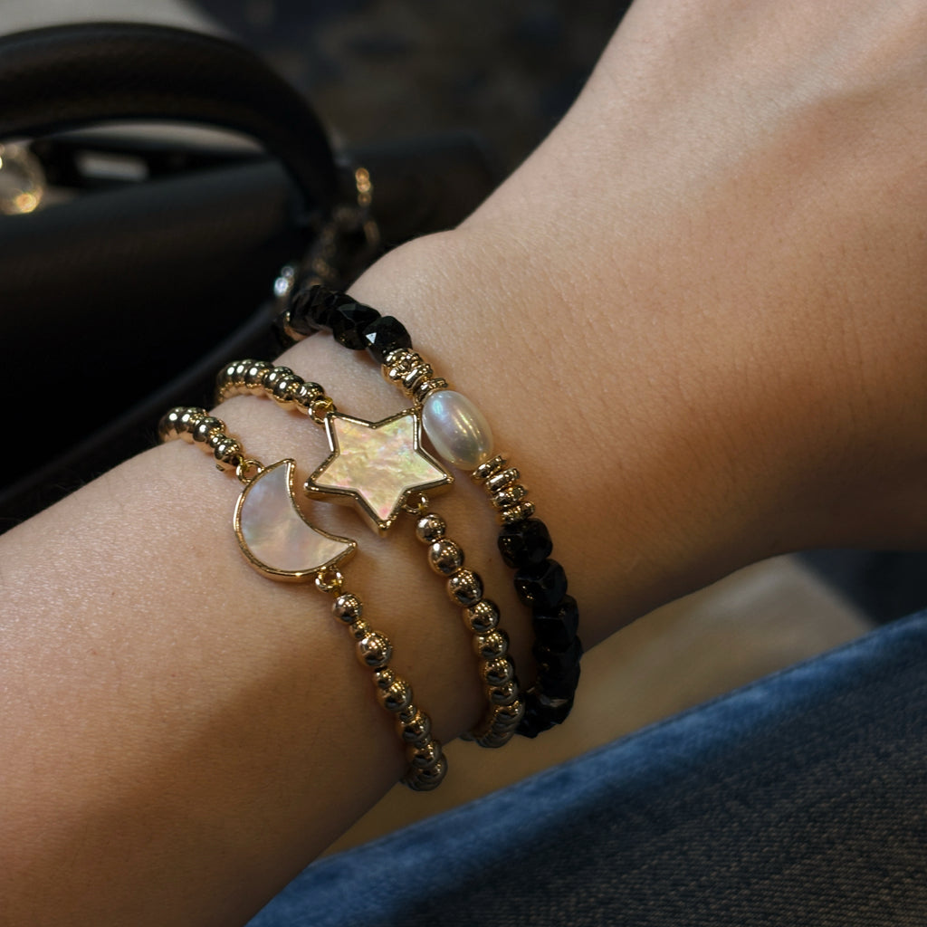 Sentinel Noir et Perle Black Tourmaline Freshwater Pearl Bracelet