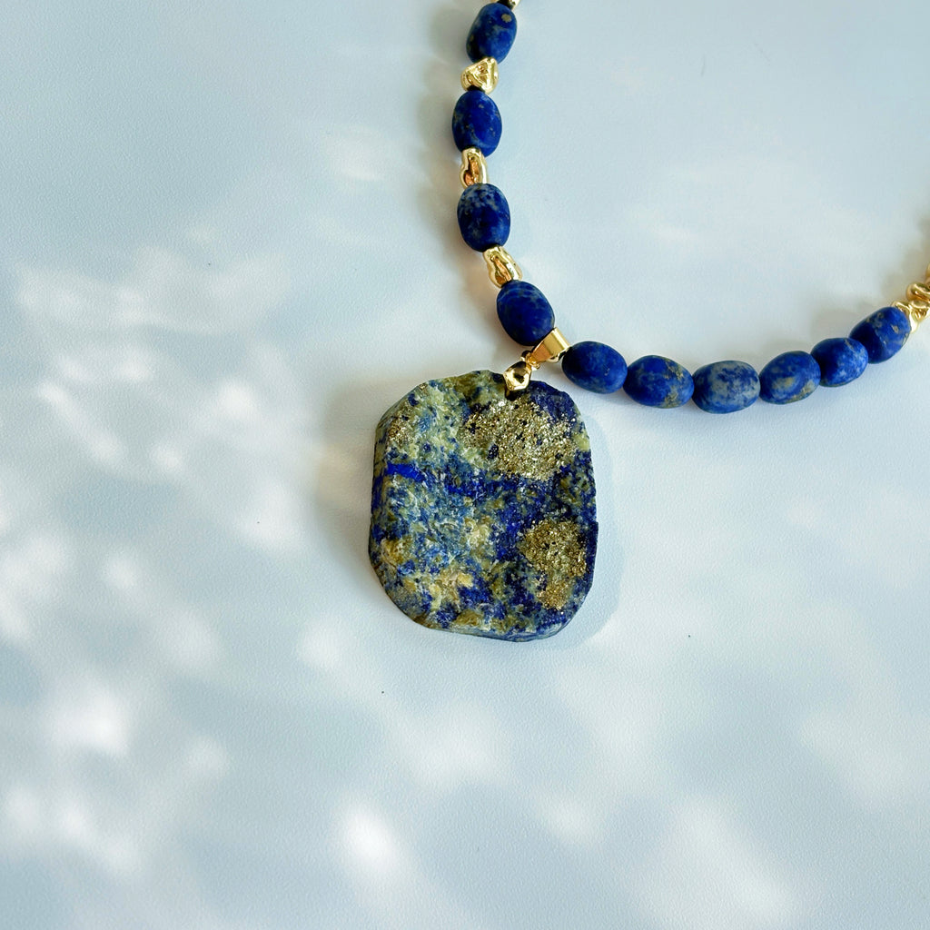 Celestial Lapis Raw Lapis Lazuli Asymmetrical Necklace