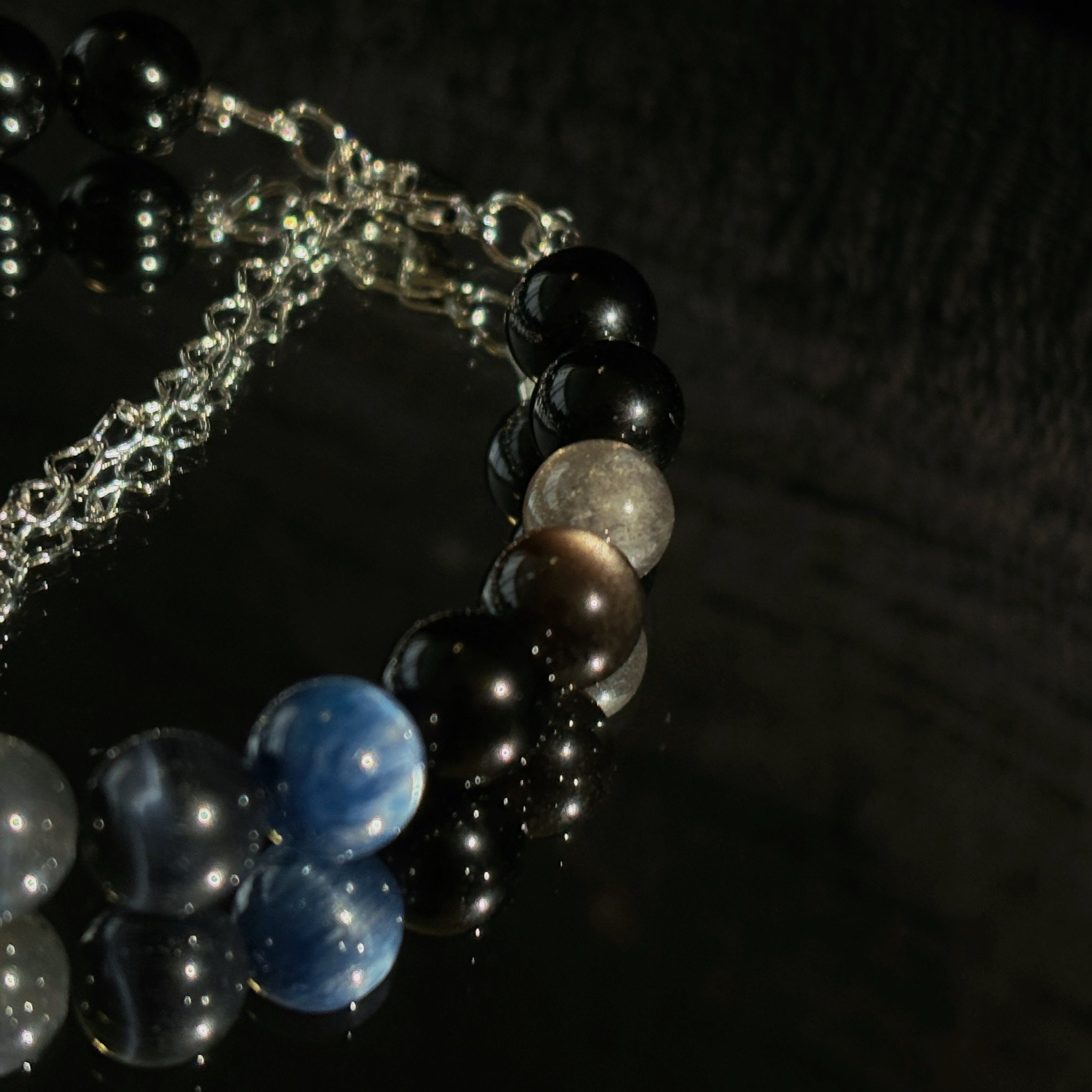 Celestial Shield Obsidian Kyanite Blue Tiger’s Eye Protection Bracelet
