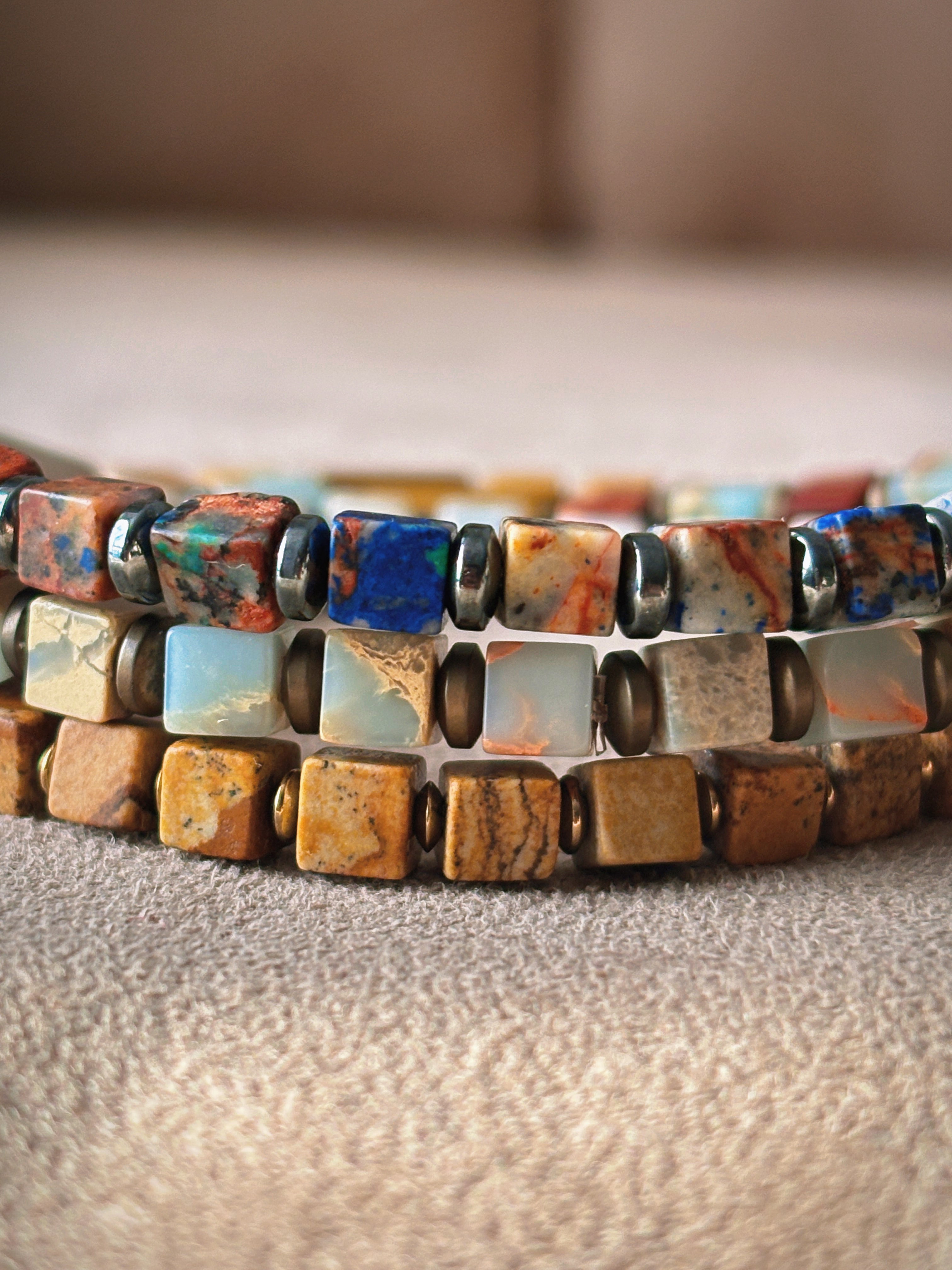 Silk Road Relics Desert Grid Picture Jasper Bracelet