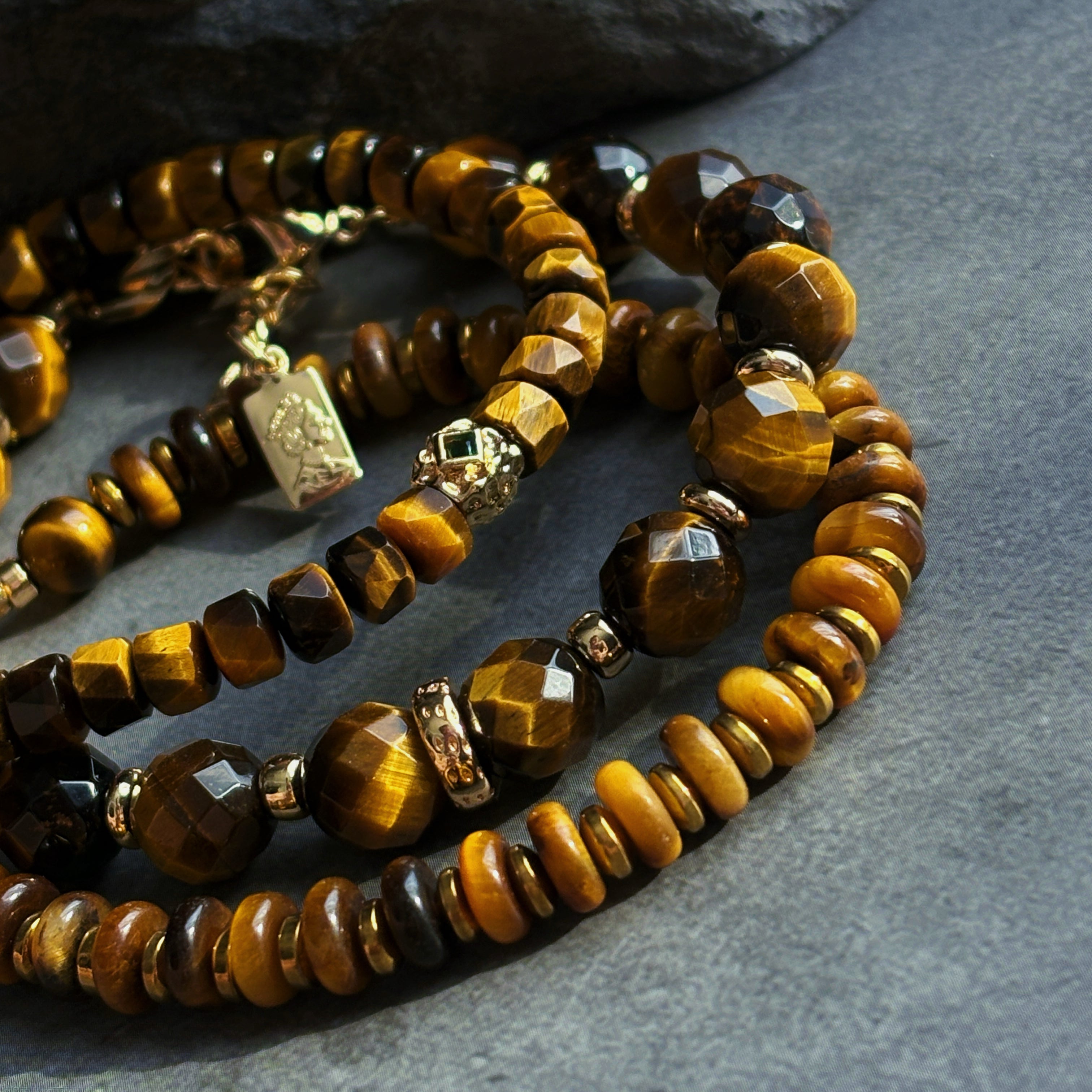 Sentinel Fortune Bar Faceted Tiger Eye Prosperity Bracelet