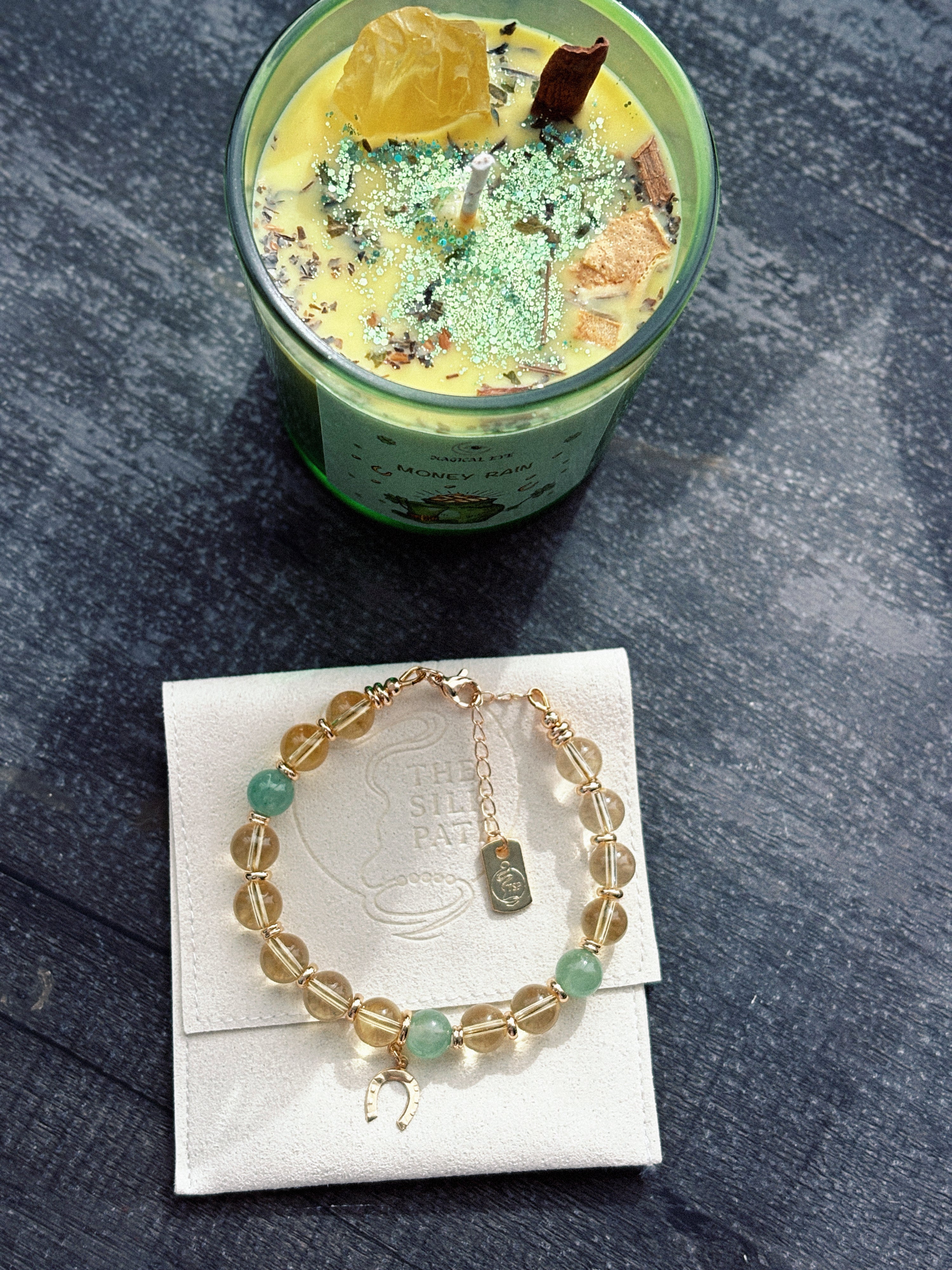 Golden Rain Citrine Green Aventurine Prosperity Bracelet
