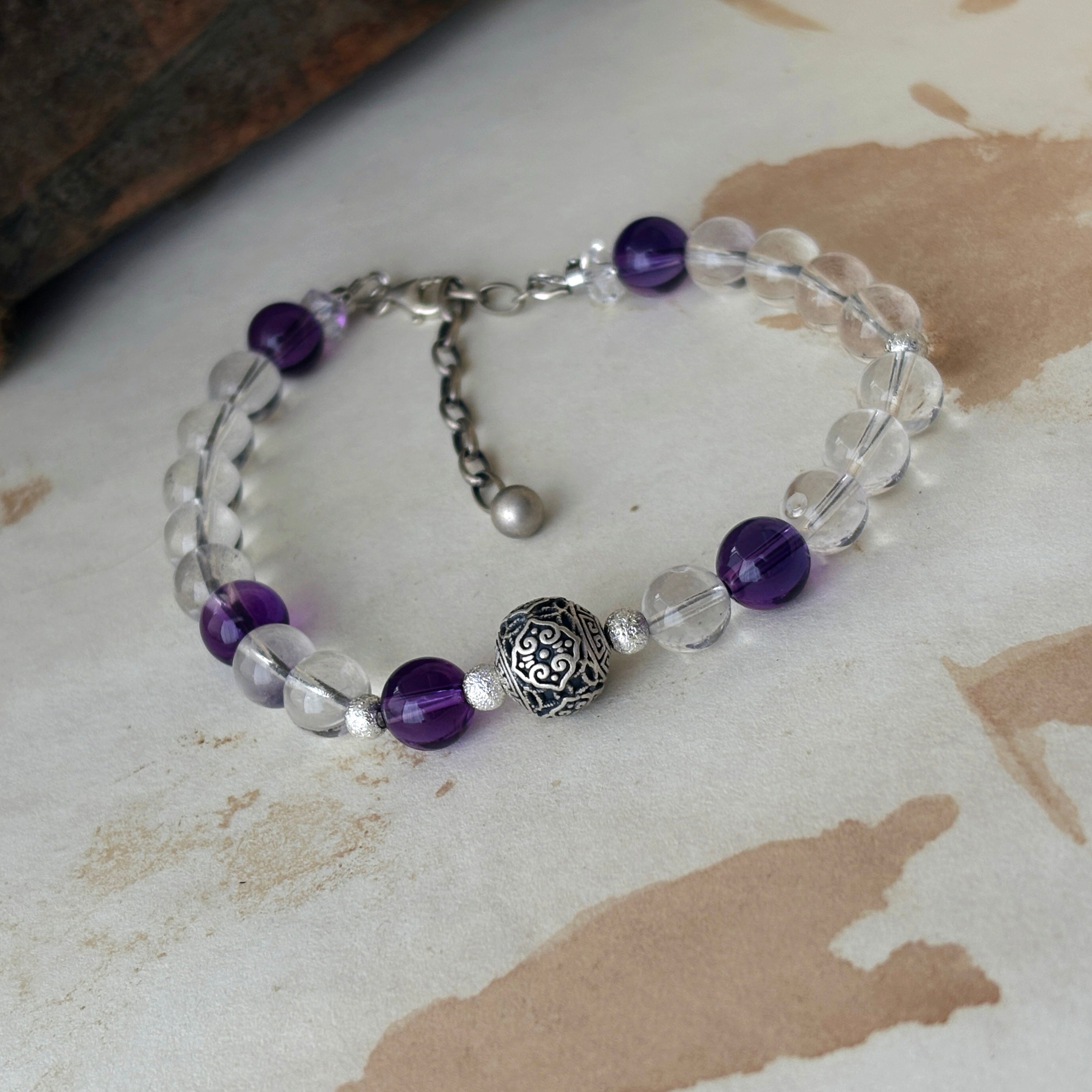 Prayer Of Meili Amethyst Clear Quartz Blessing Bracelet