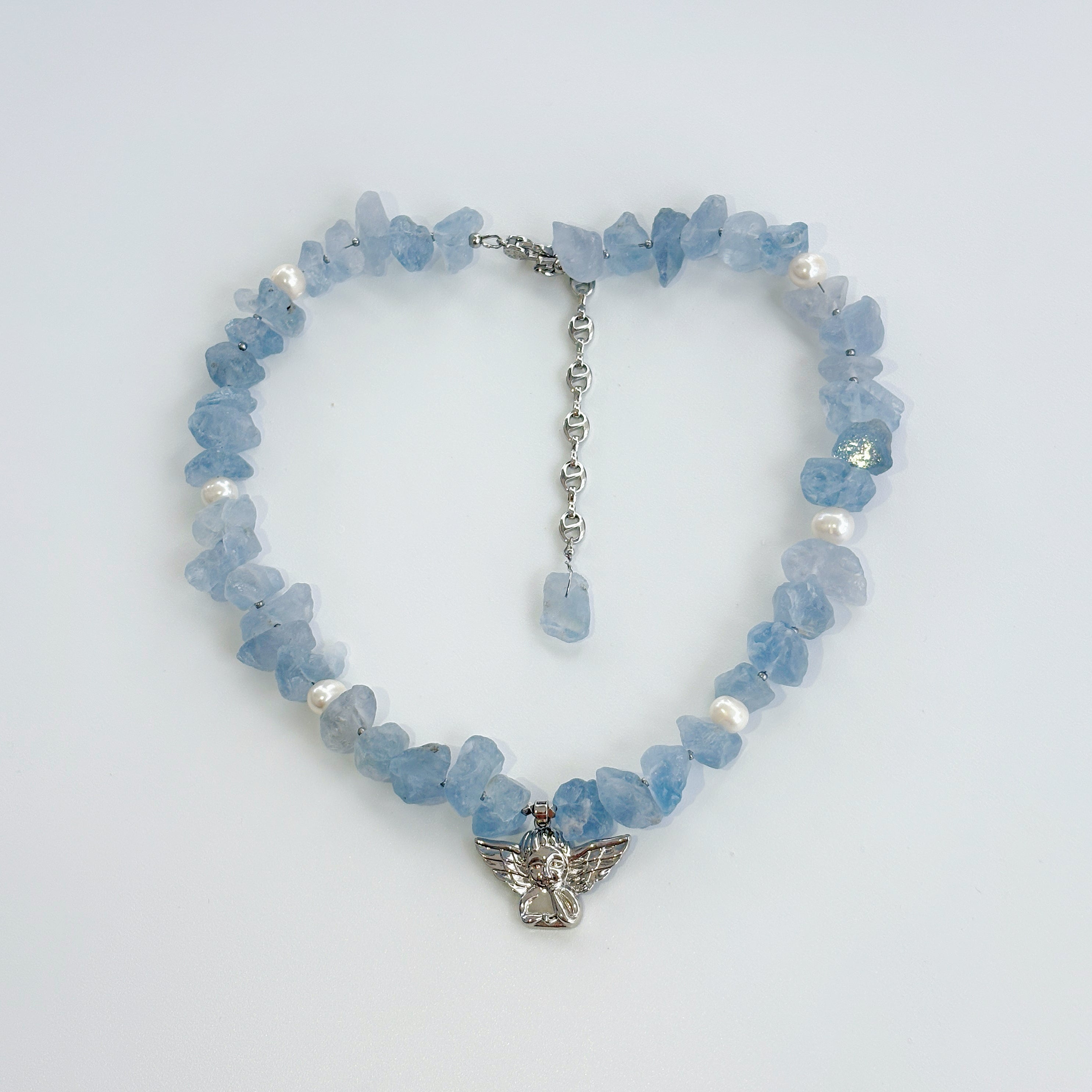 Angel’s Breath Celestite Pearl Guardian Necklace
