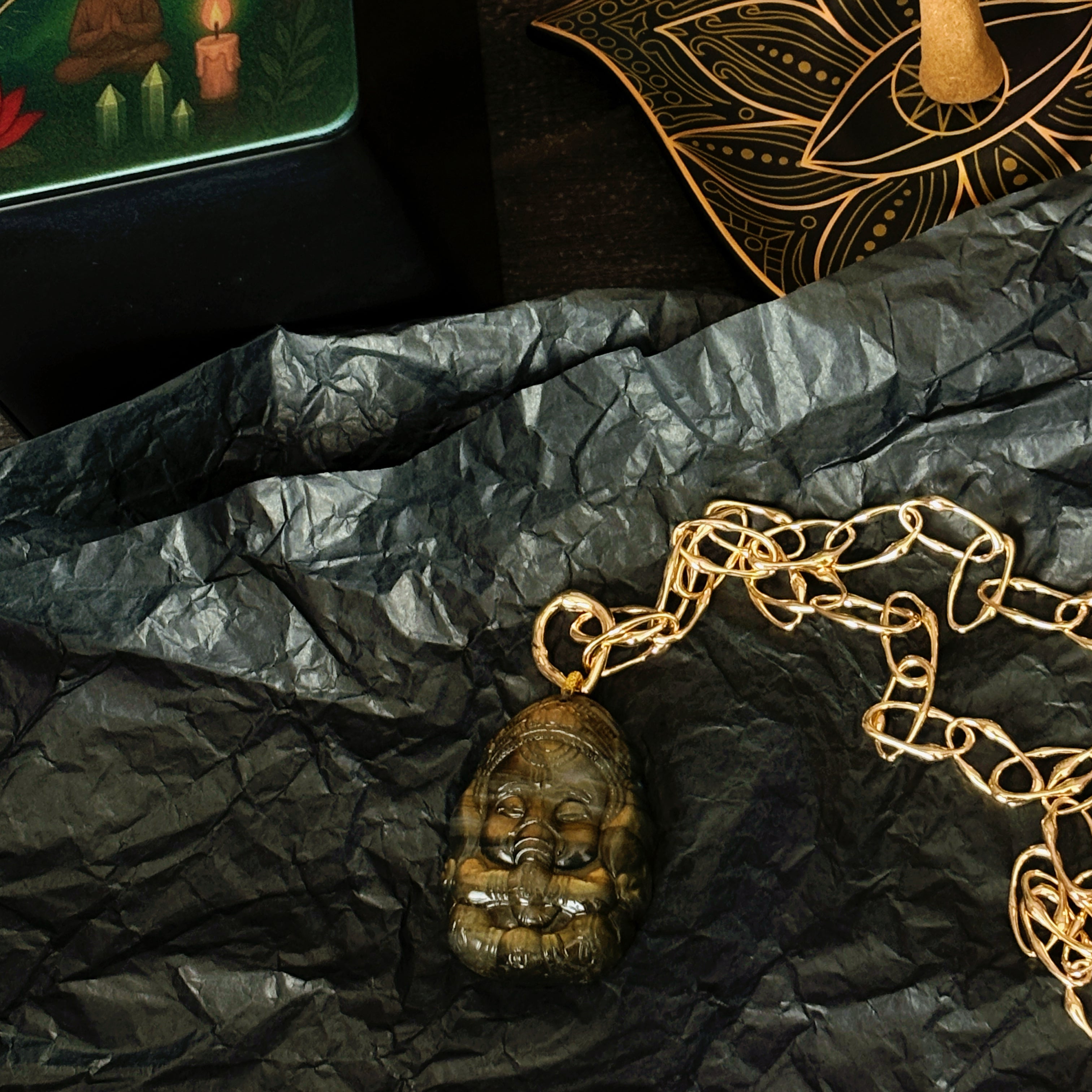 Shadow & Light Ganesha Labradorite Ganesha Pendant Necklace