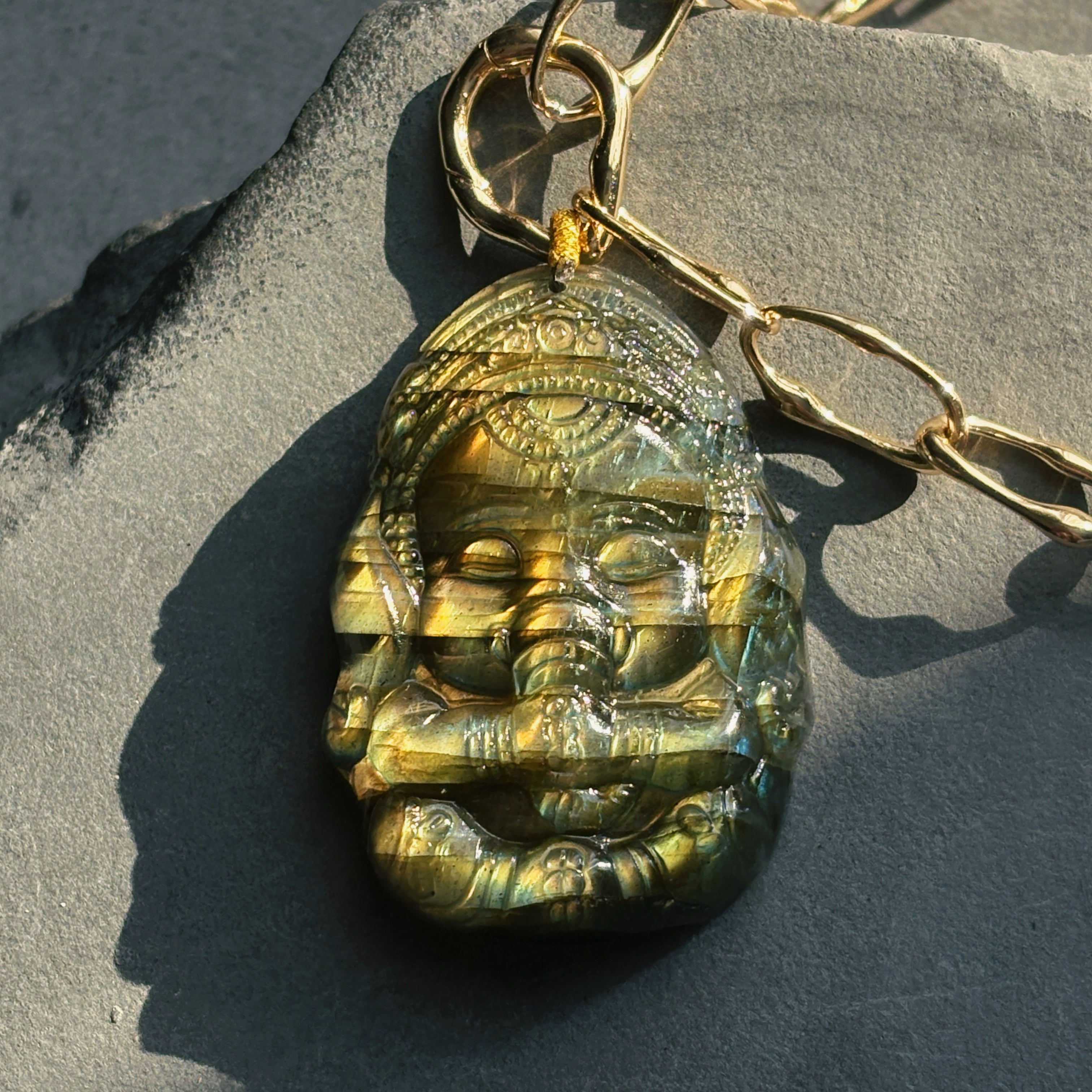Shadow & Light Ganesha Labradorite Ganesha Pendant Necklace