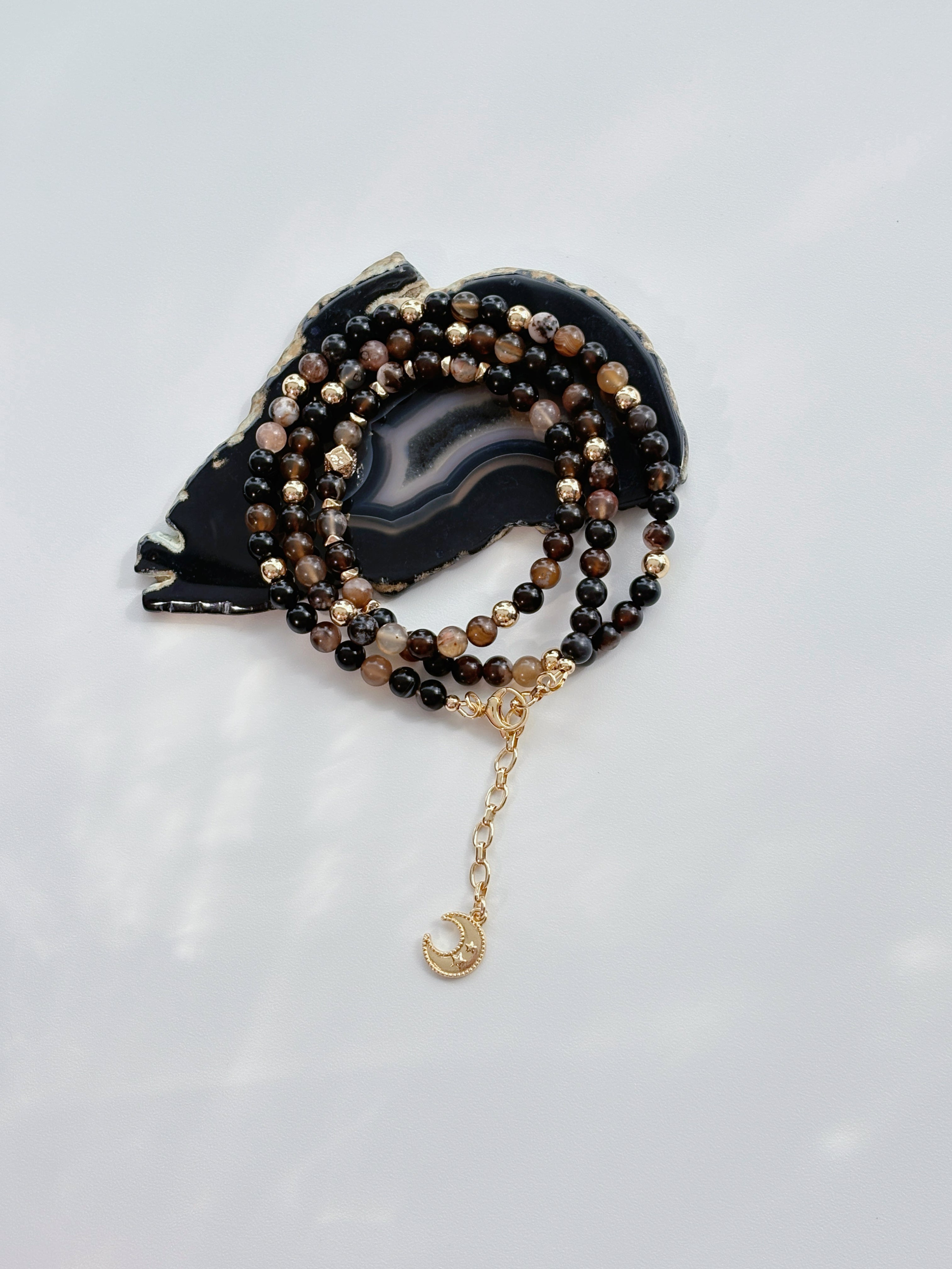 Relic Bloom Black Sakura Agate Zircon Transformation Necklace