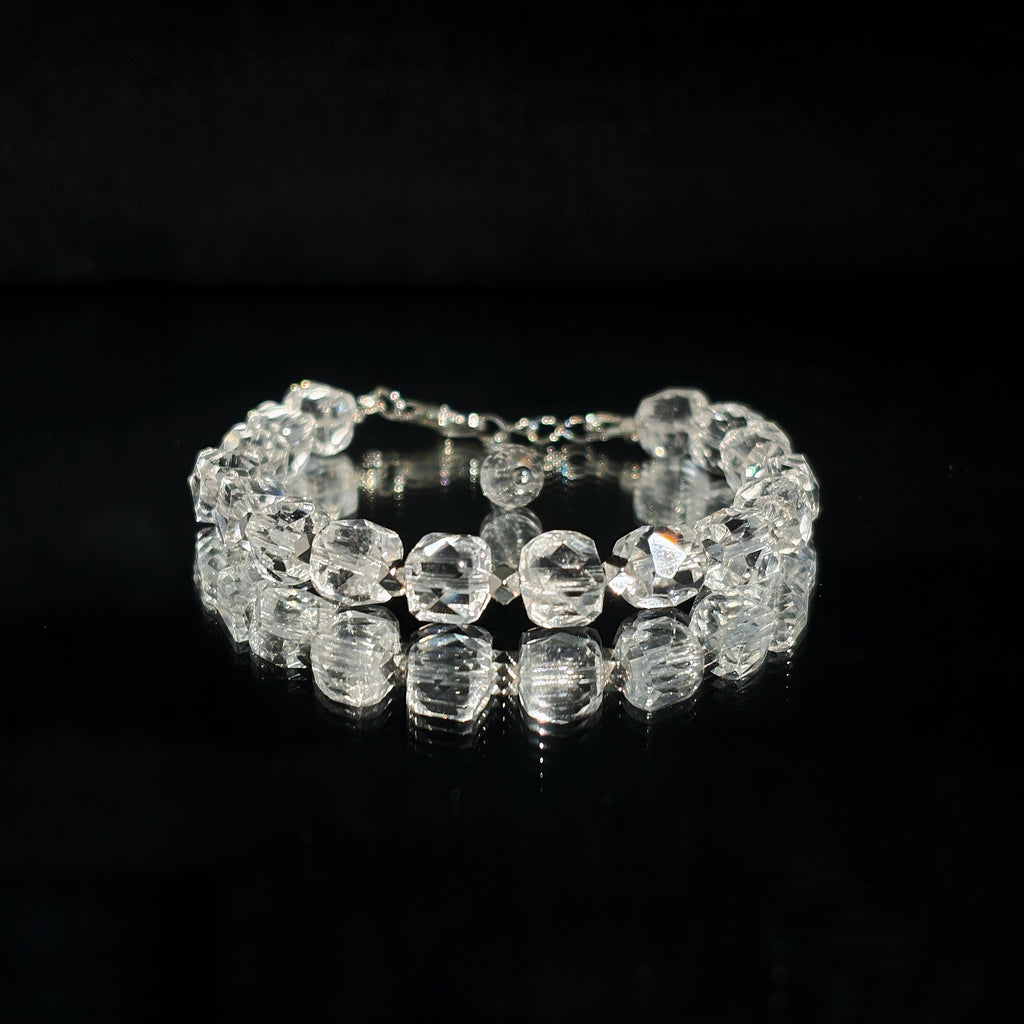 Frozen Light Faceted Clear Quartz Crystal Bracelet