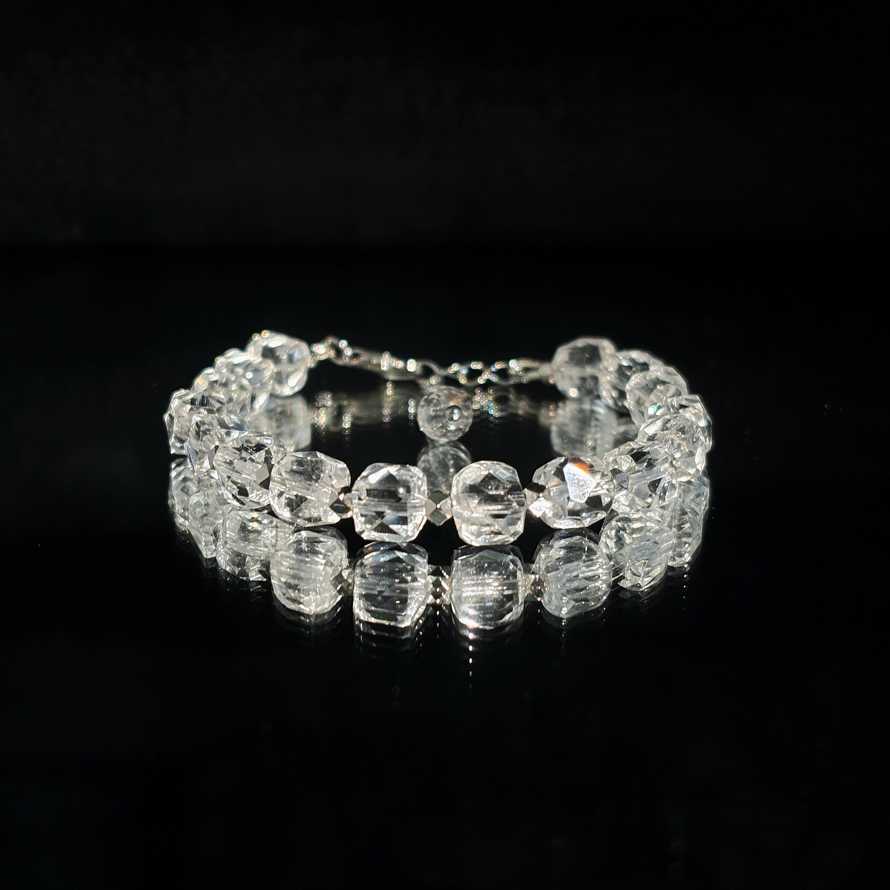 Frozen Light Faceted Clear Quartz Crystal Bracelet