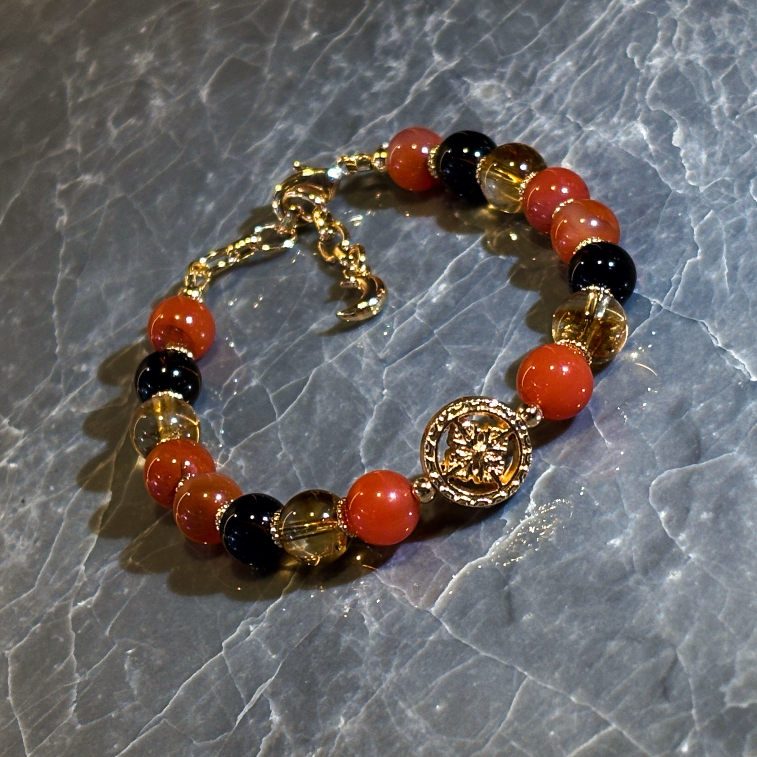 Silk Road Relic Spices and Gold Red Agate Citrine Bracelet