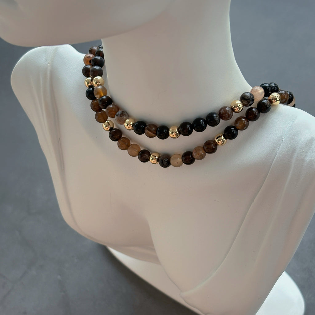Relic Bloom Black Sakura Agate Zircon Transformation Necklace