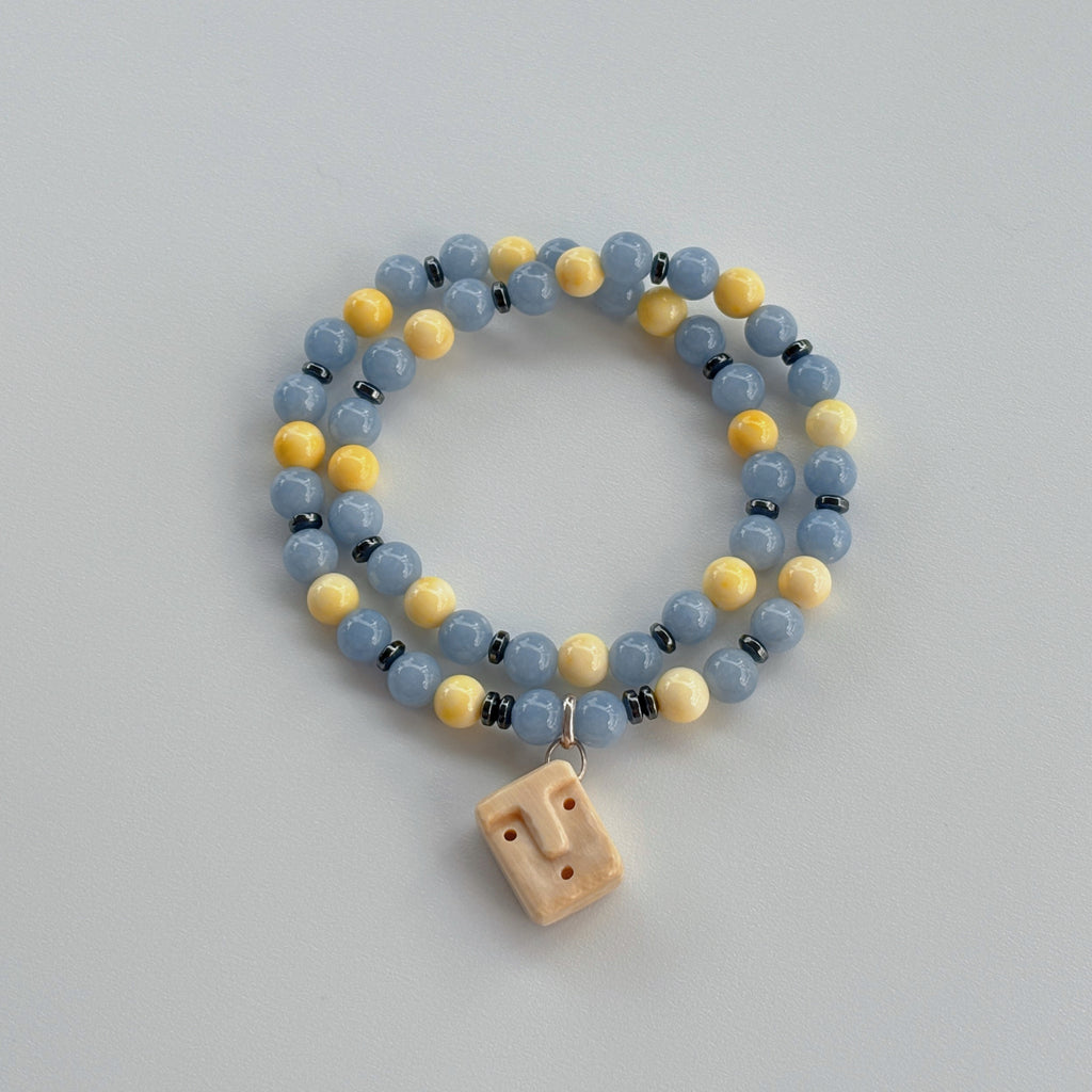 Ivory Oracle Angelite Golden Conch Mammoth Ivory Wisdom Bracelet