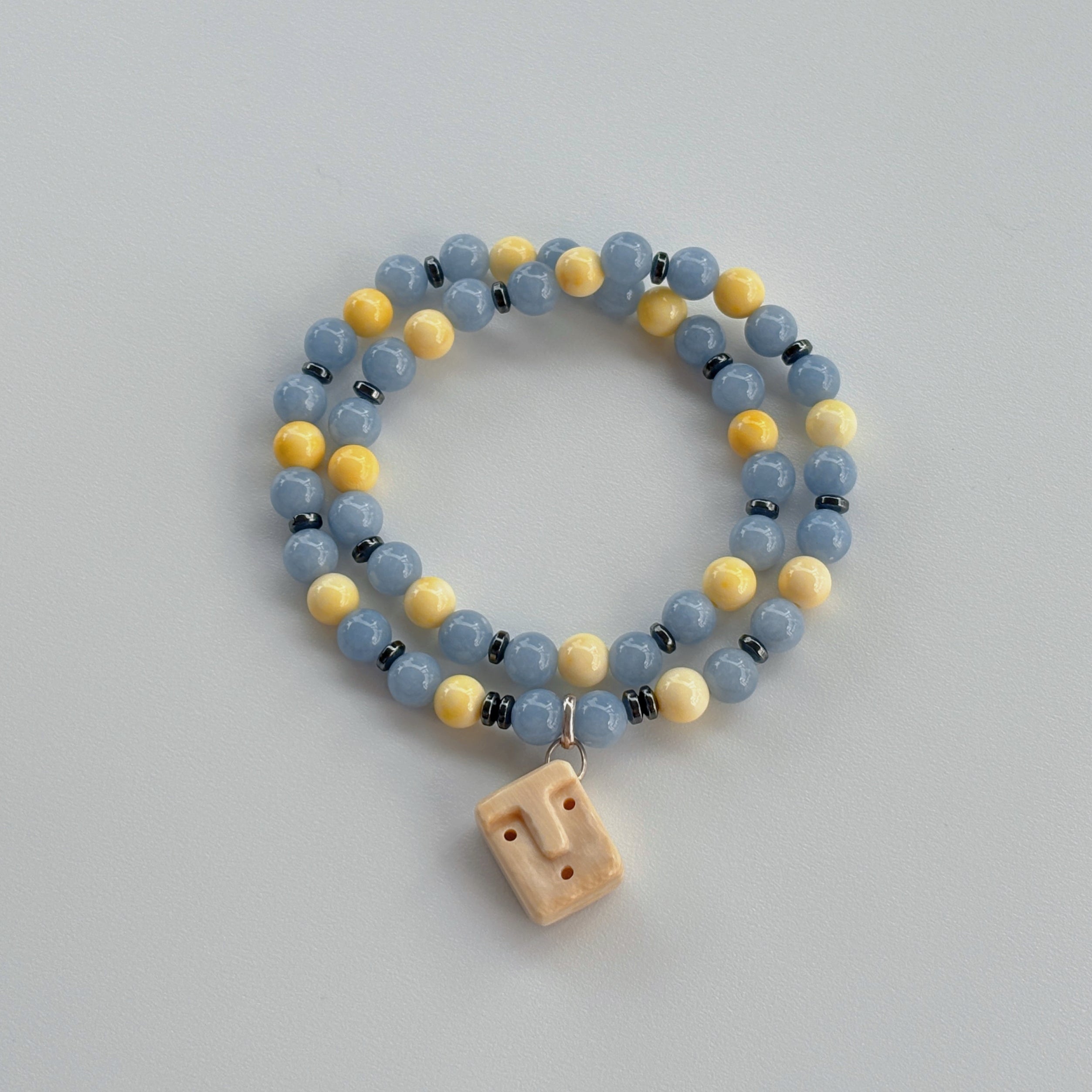 Ivory Oracle Angelite Golden Conch Mammoth Ivory Wisdom Bracelet