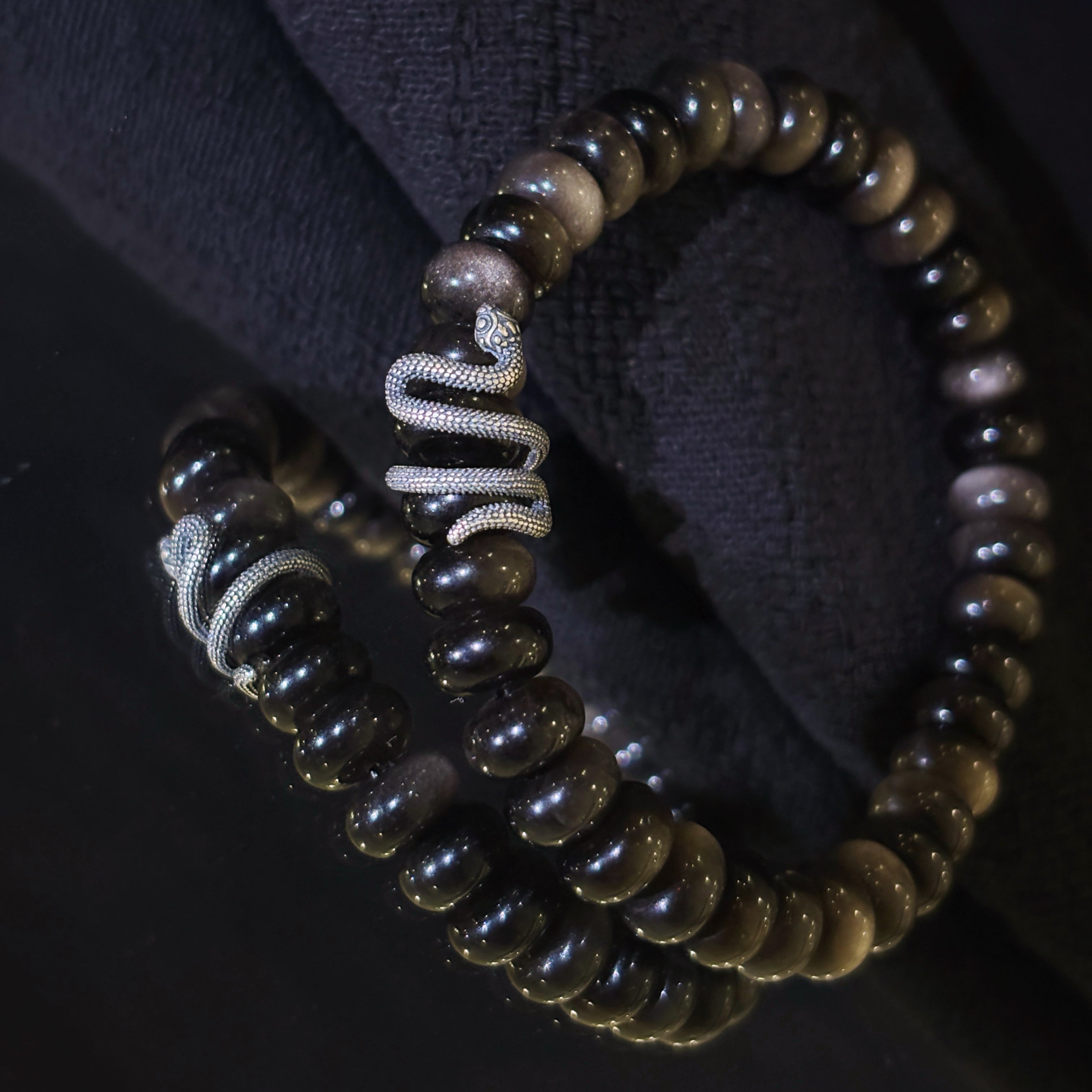 Serpent Guardian Obsidian Protection Intuition Bracelet