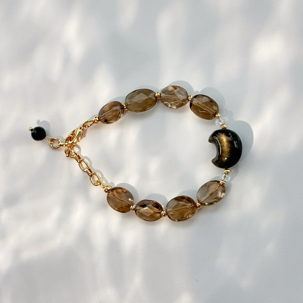 Moon Magic Smoky Quartz Gold Obsidian Quiet Strength Bracelet