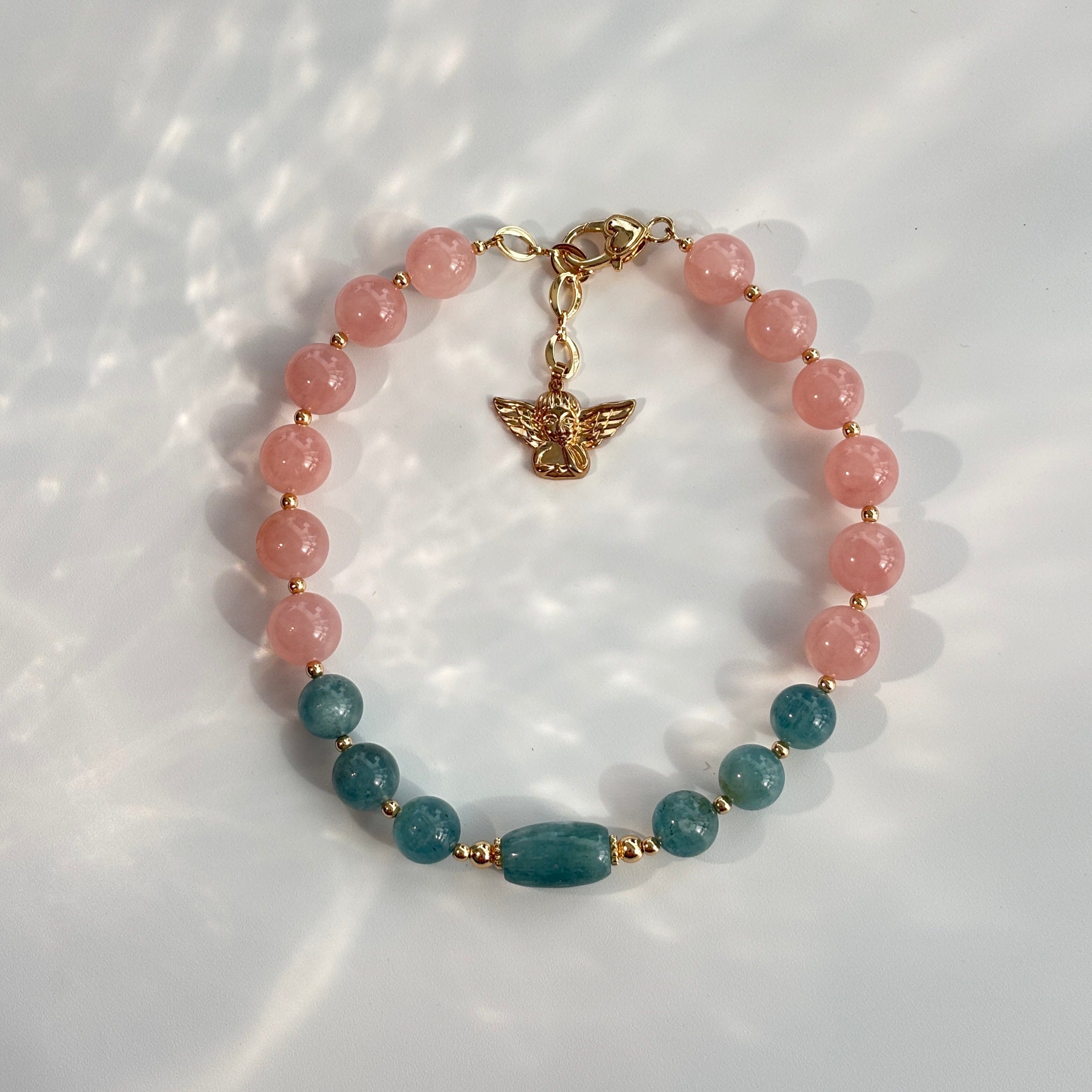 Angel’s Embrace Rose Quartz Aquamarine Necklace