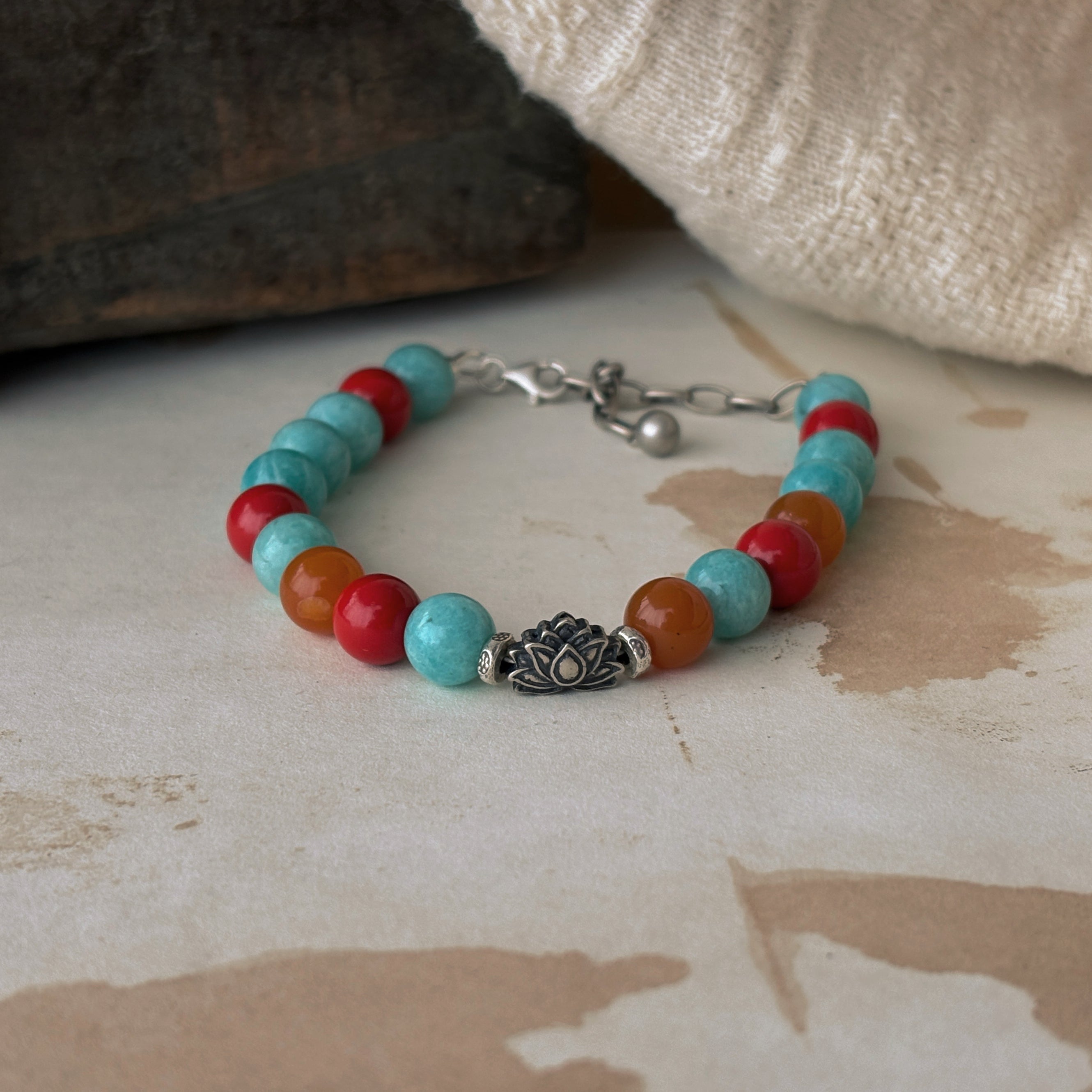 Radiance Of Manasarovar Amazonite Cinnabar Topaz Bracelet