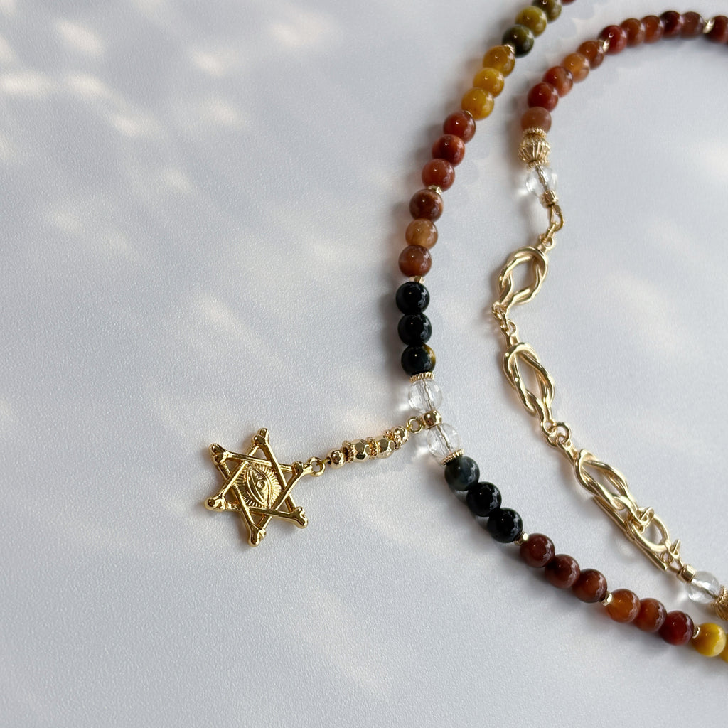 Watcher’s Sigil Tiger’s Eye Clear Quartz Protection Necklace