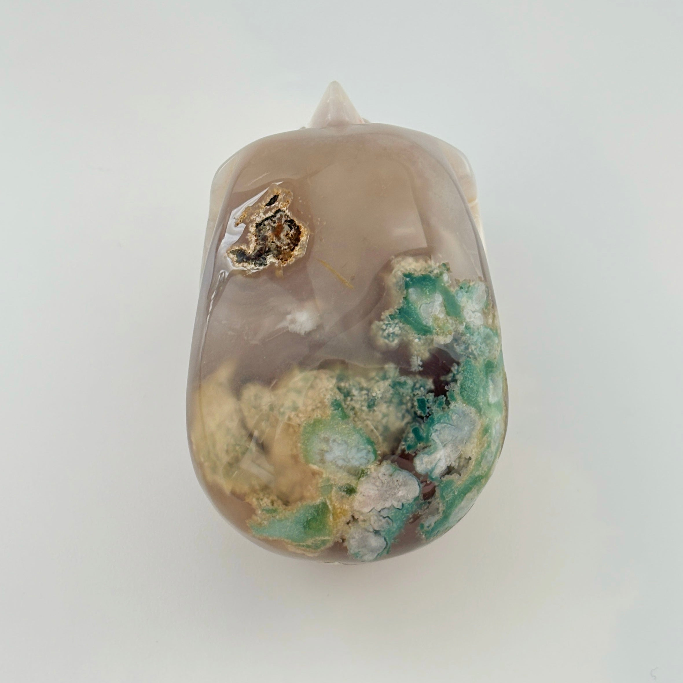 Forest Oracle Skull Green Cherry Blossom Agate Crystal Skull Meditation Healing Decor