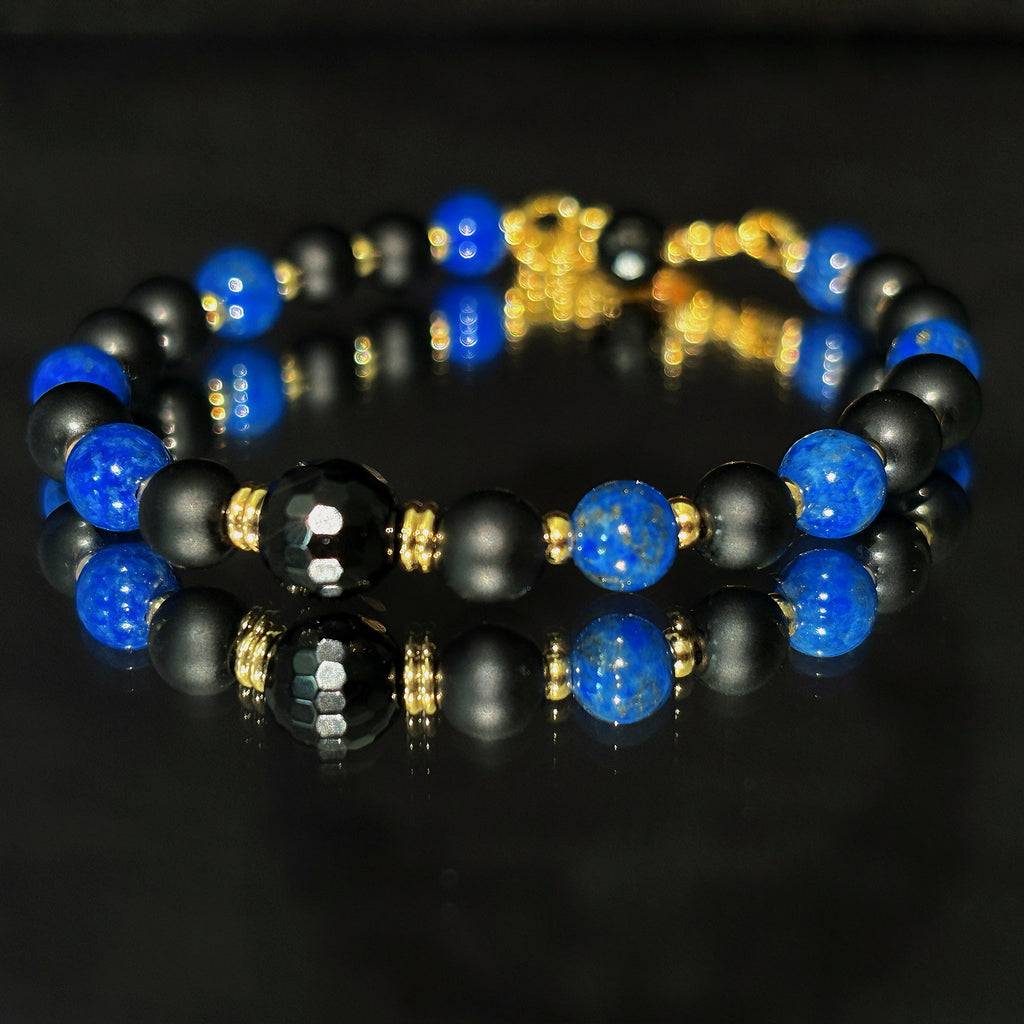 Silent Aegis Black Onyx Obsidian Lapis Lazuli Shielding Energy bracelet