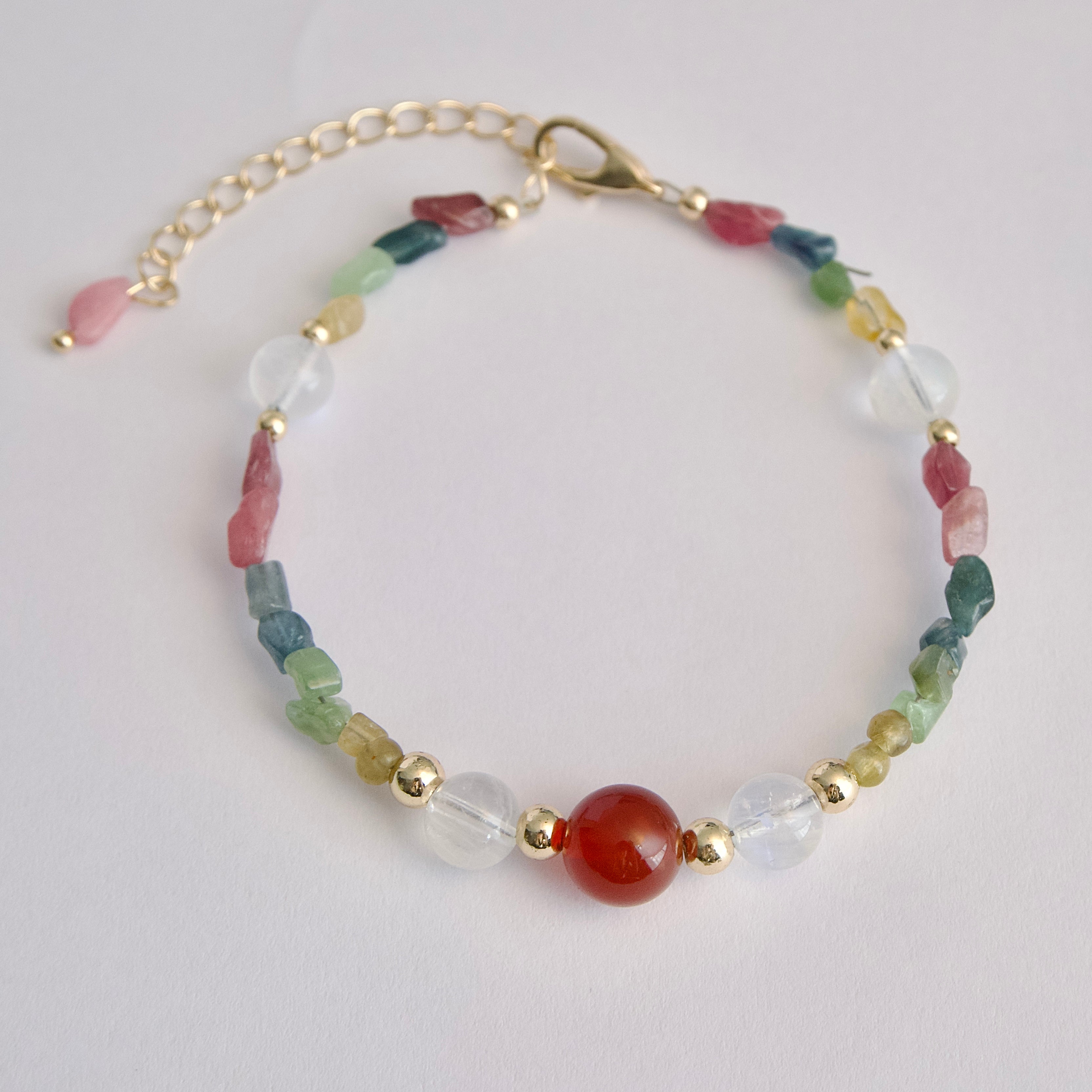 Nine-Colored Deer Tourmaline Moonstone Compassion Healing Bracelet