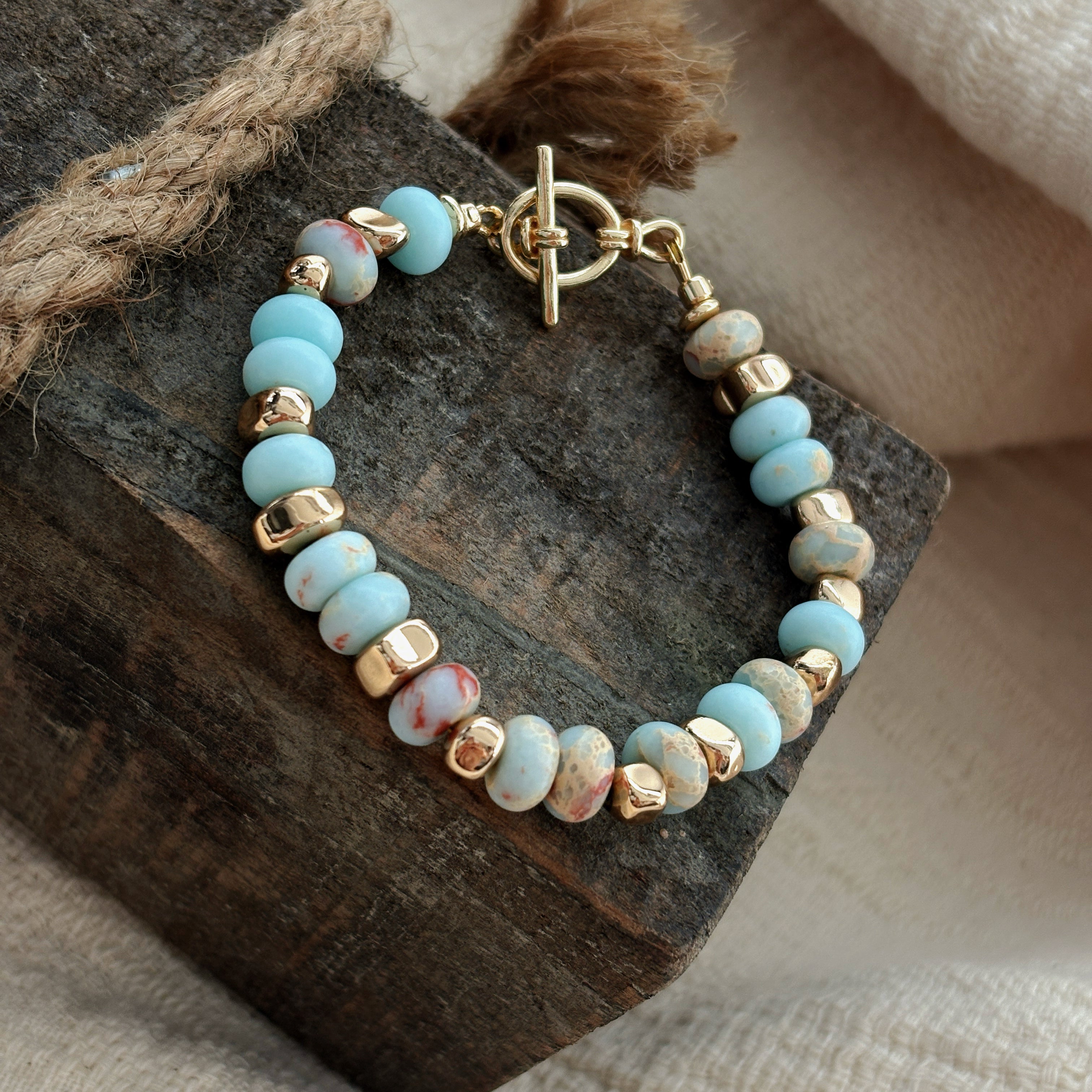 Azure In The Desert Aqua Terra Jasper Hematite Serenity Bracelet