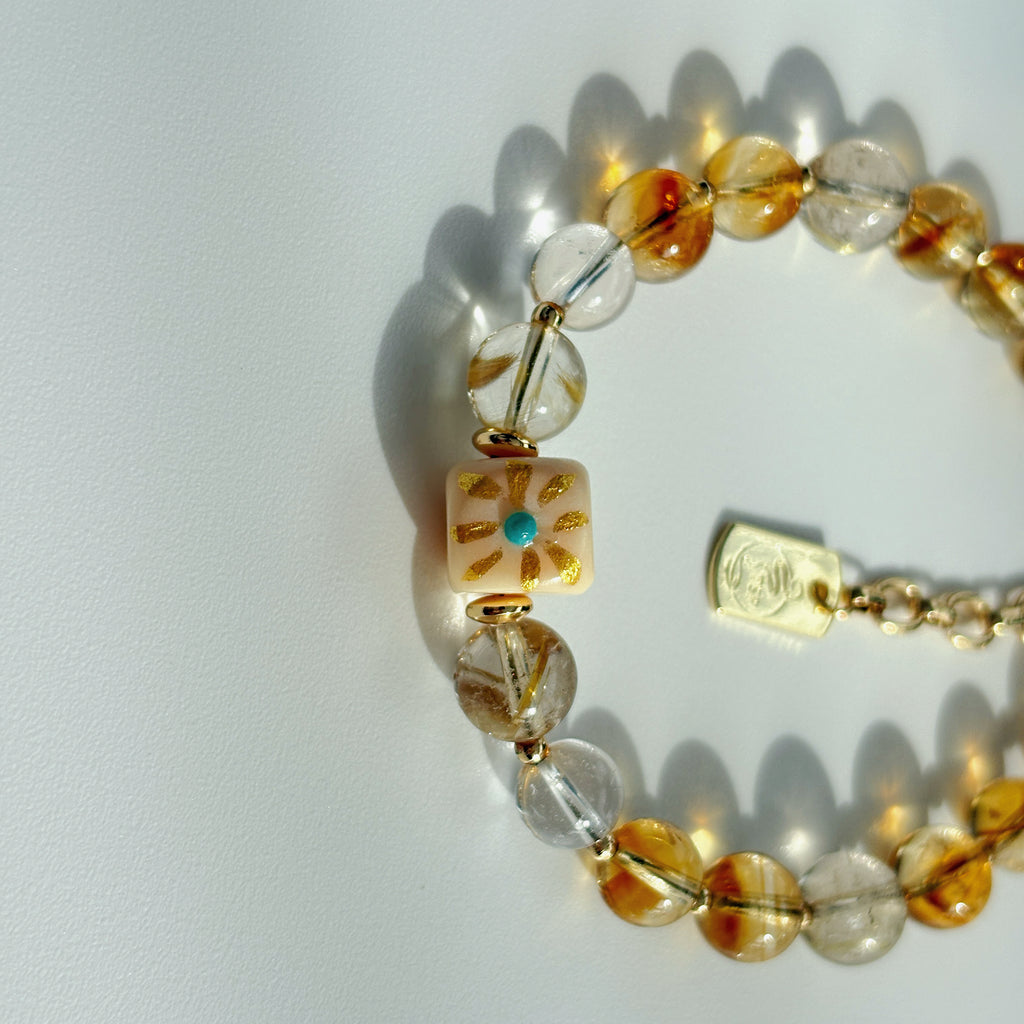 Gold Manifestation Citrine Golden Rutilated Quartz Prosperity Bracelet