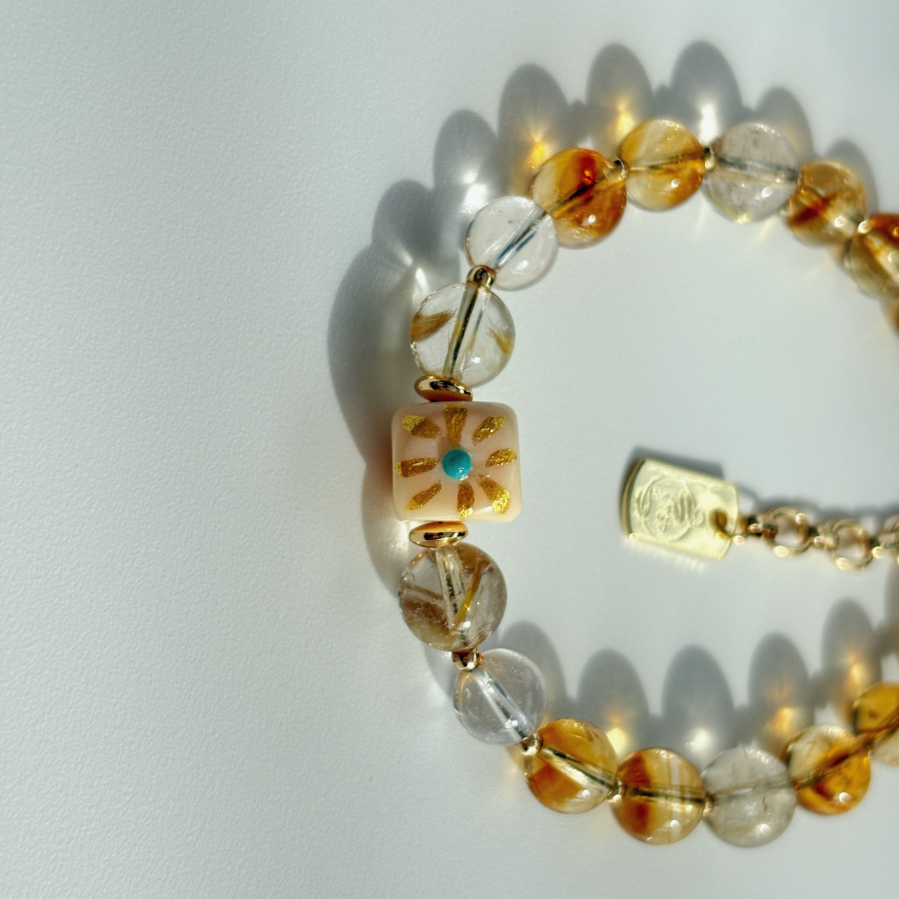Gold Manifestation Citrine Golden Rutilated Quartz Prosperity Bracelet