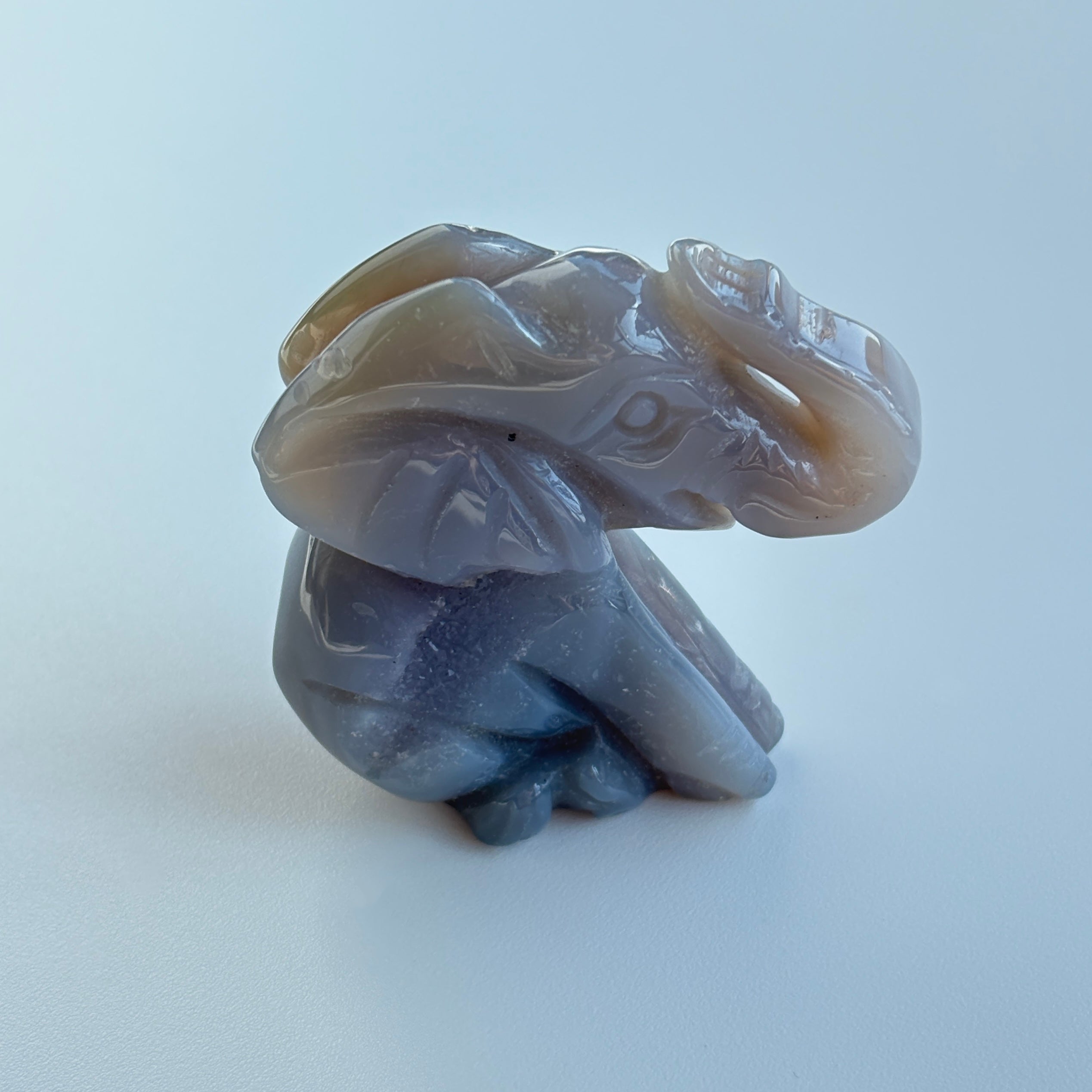Agate Elephant Guardian Hand-Carved Crystal Figurine