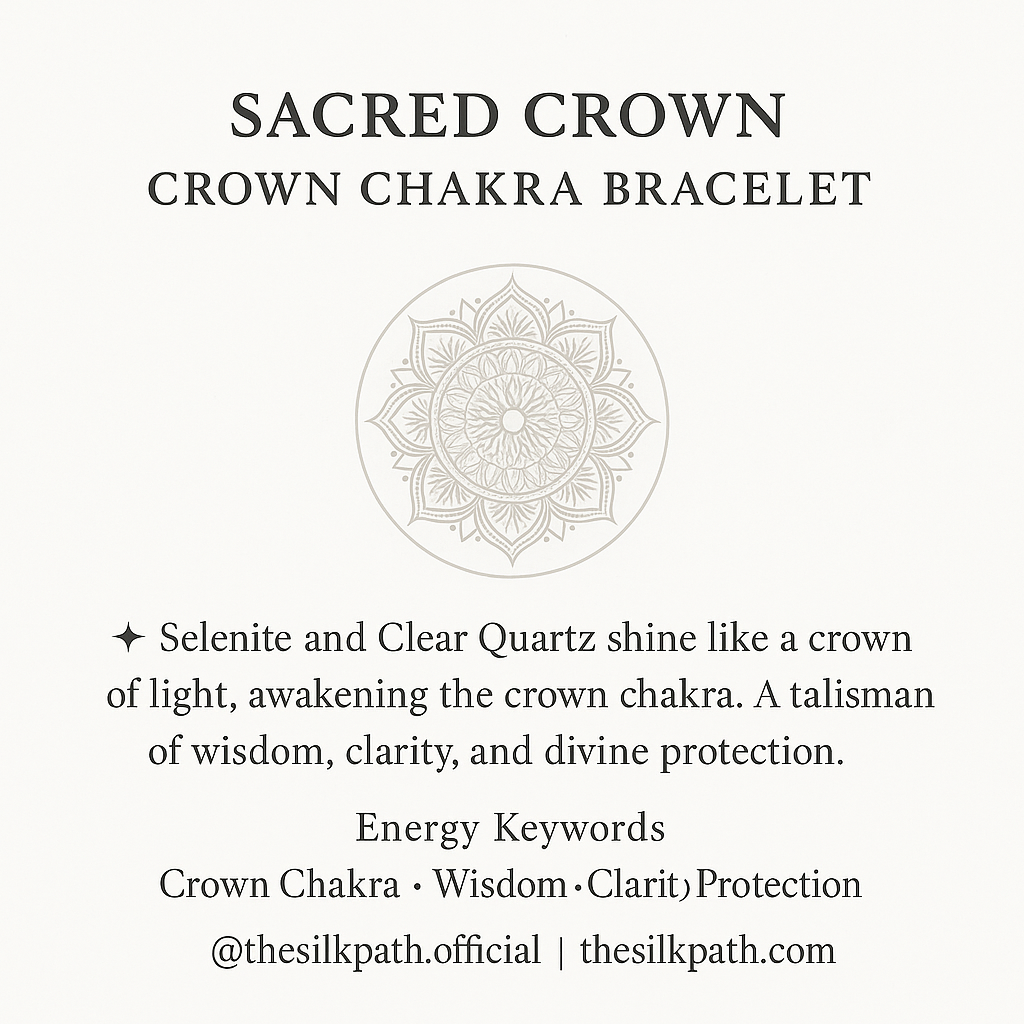 Healing Series Sacred Crown Chakra Selenite Matte Clear Quartz Bracelet