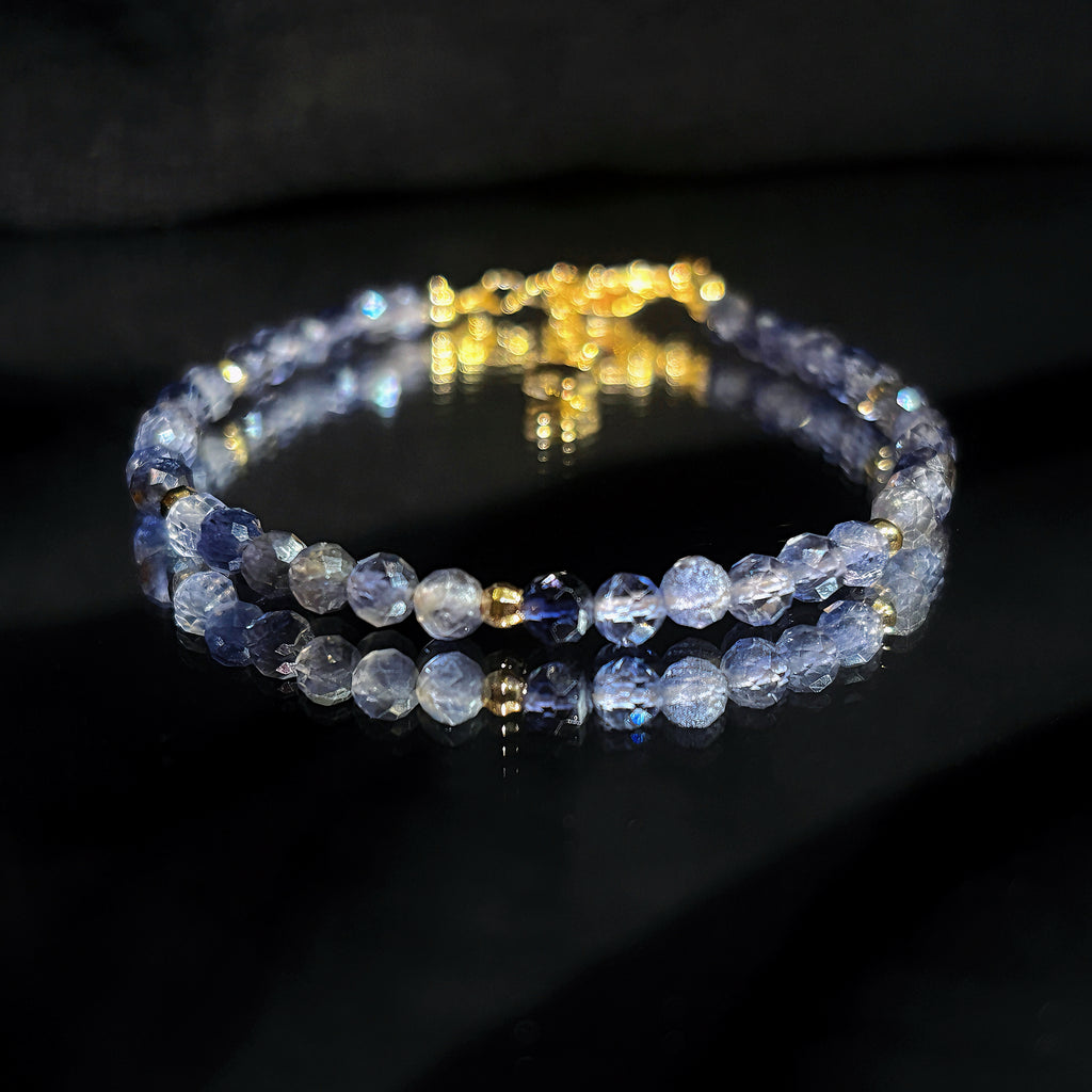 Moon & Star Path Faceted Iolite Crystal Couple Bracelets