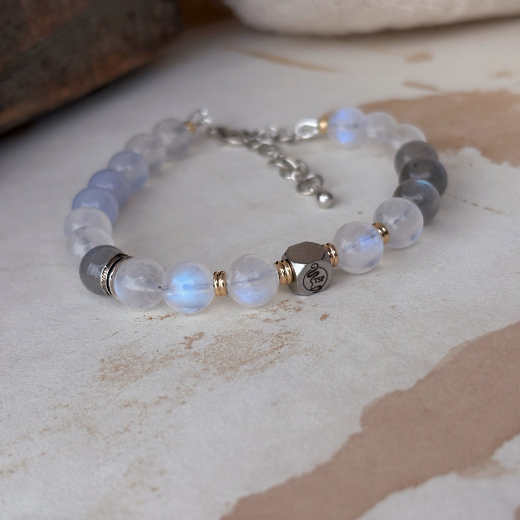 Tears of Namtso Labradorite Blue Moonstone Chalcedony Serenity Bracelet