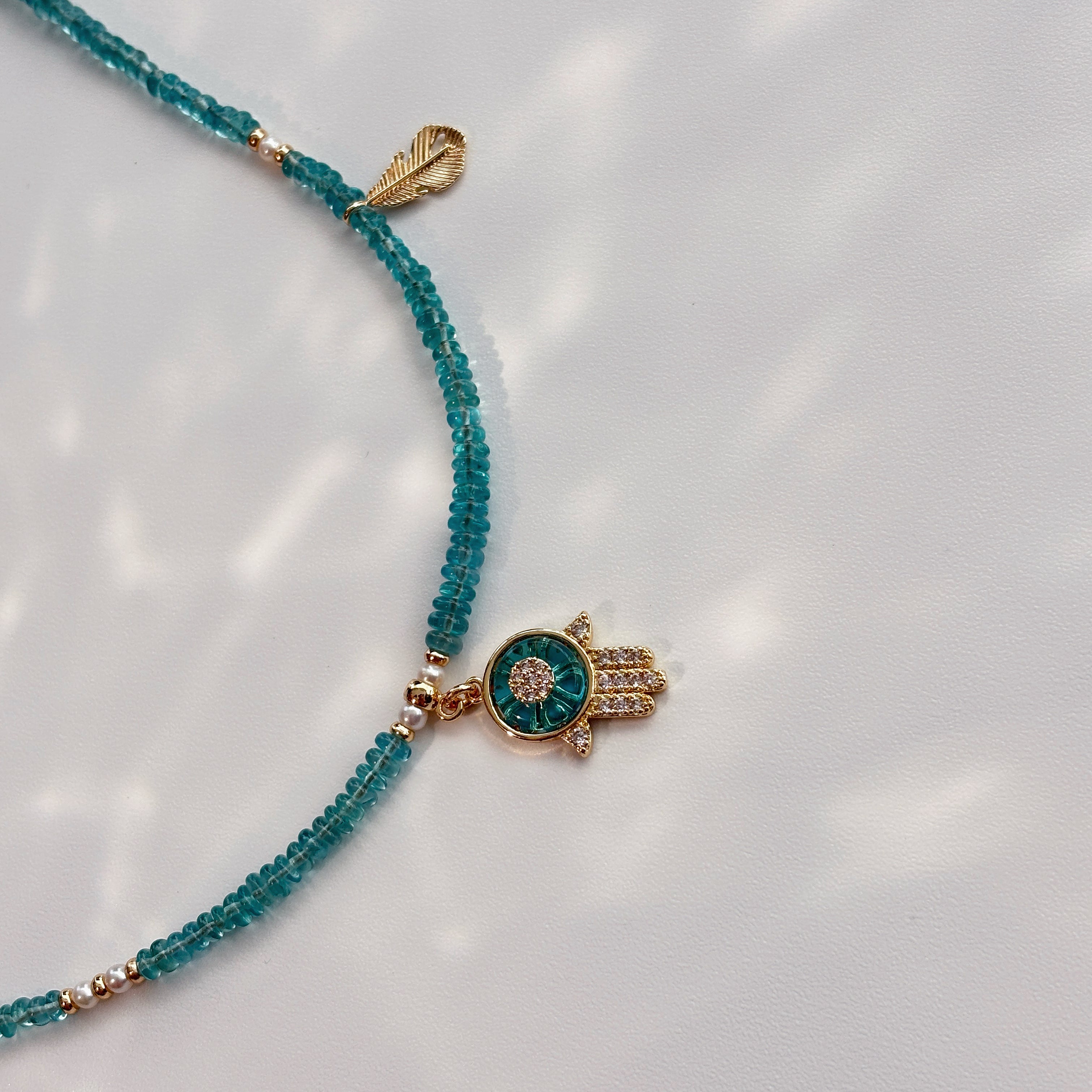 Ethereal Guardian Blue Apatite Evil Eye Necklace