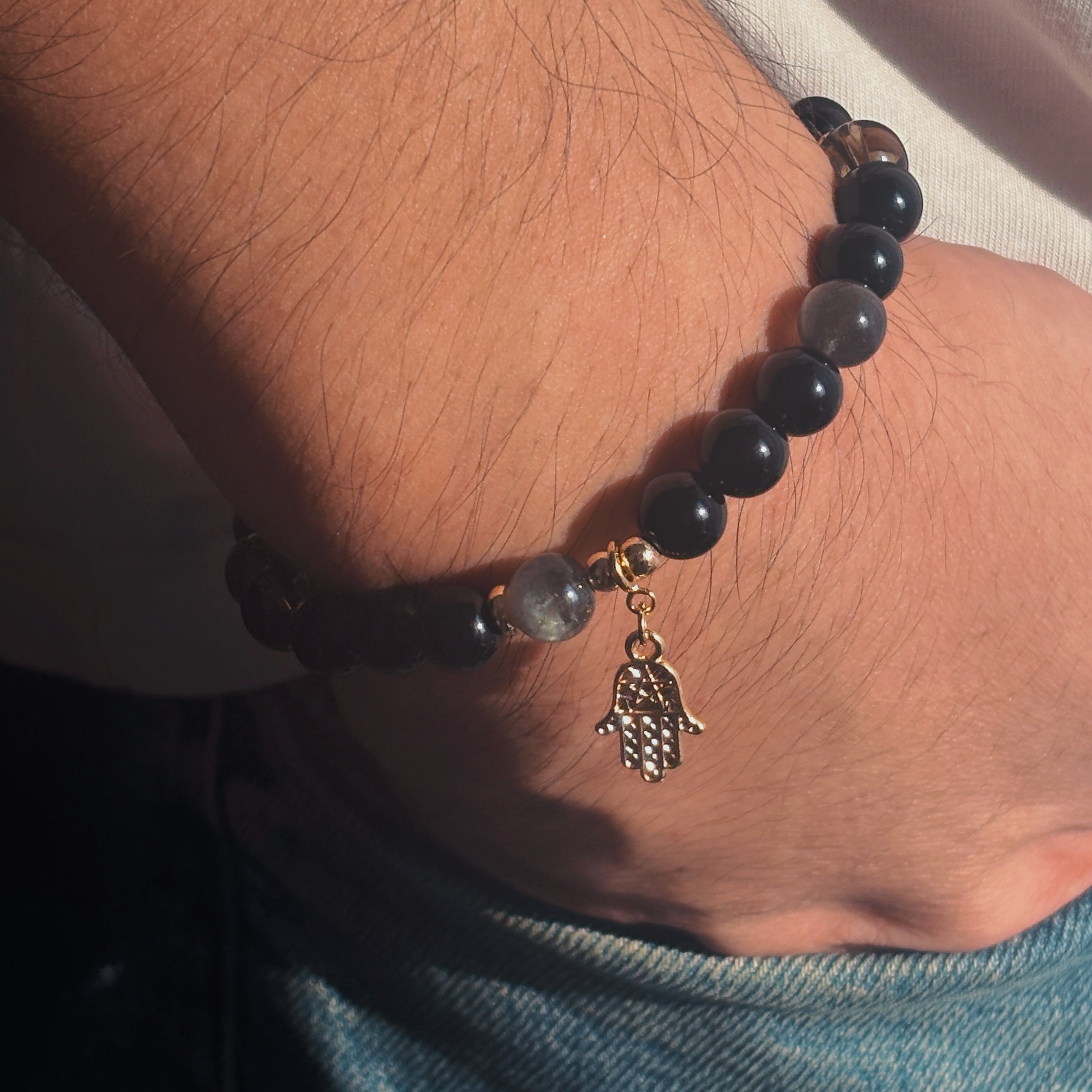 Control Bracelet Obsidian Labradorite Smoky Quartz Bracelet