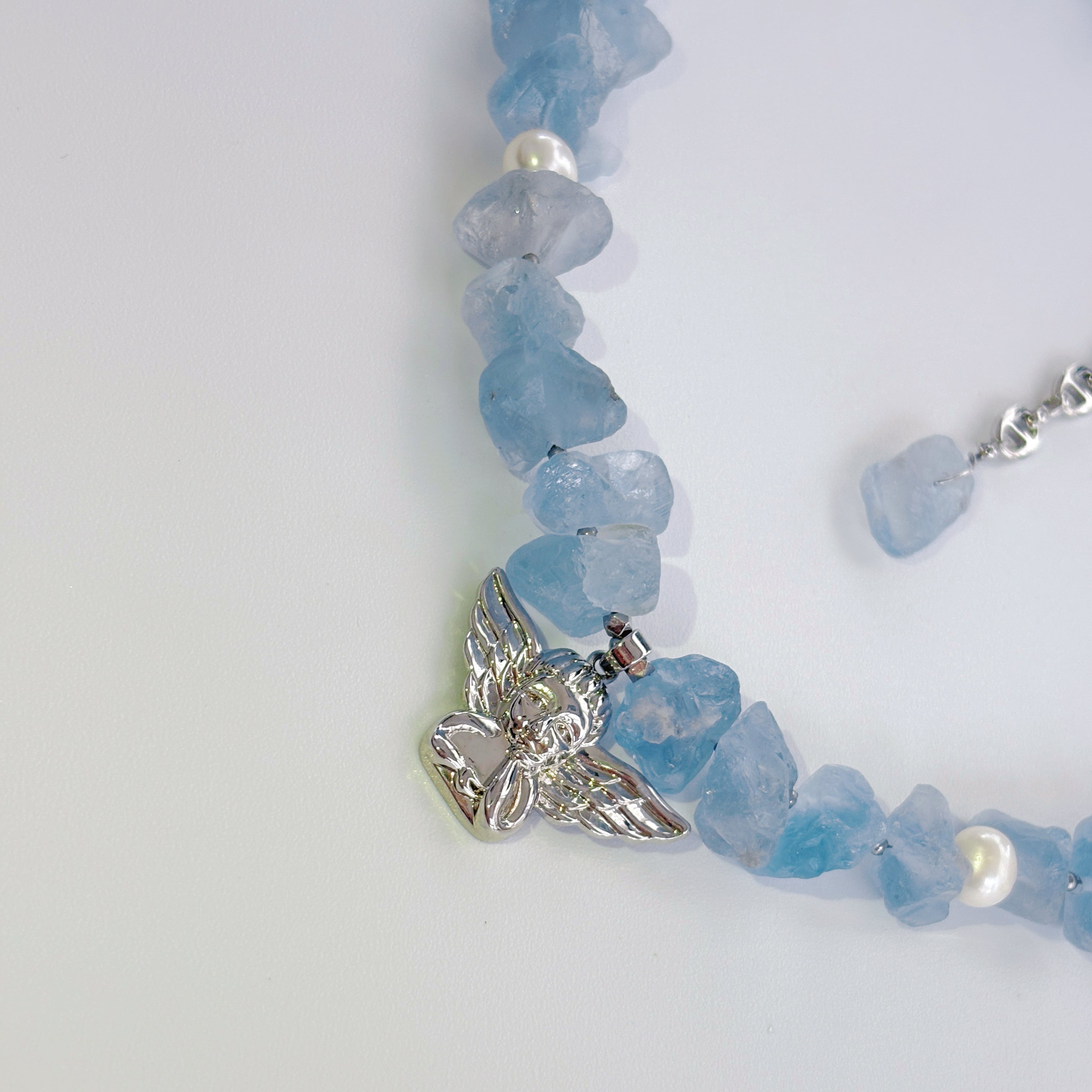 Angel’s Breath Celestite Pearl Guardian Necklace