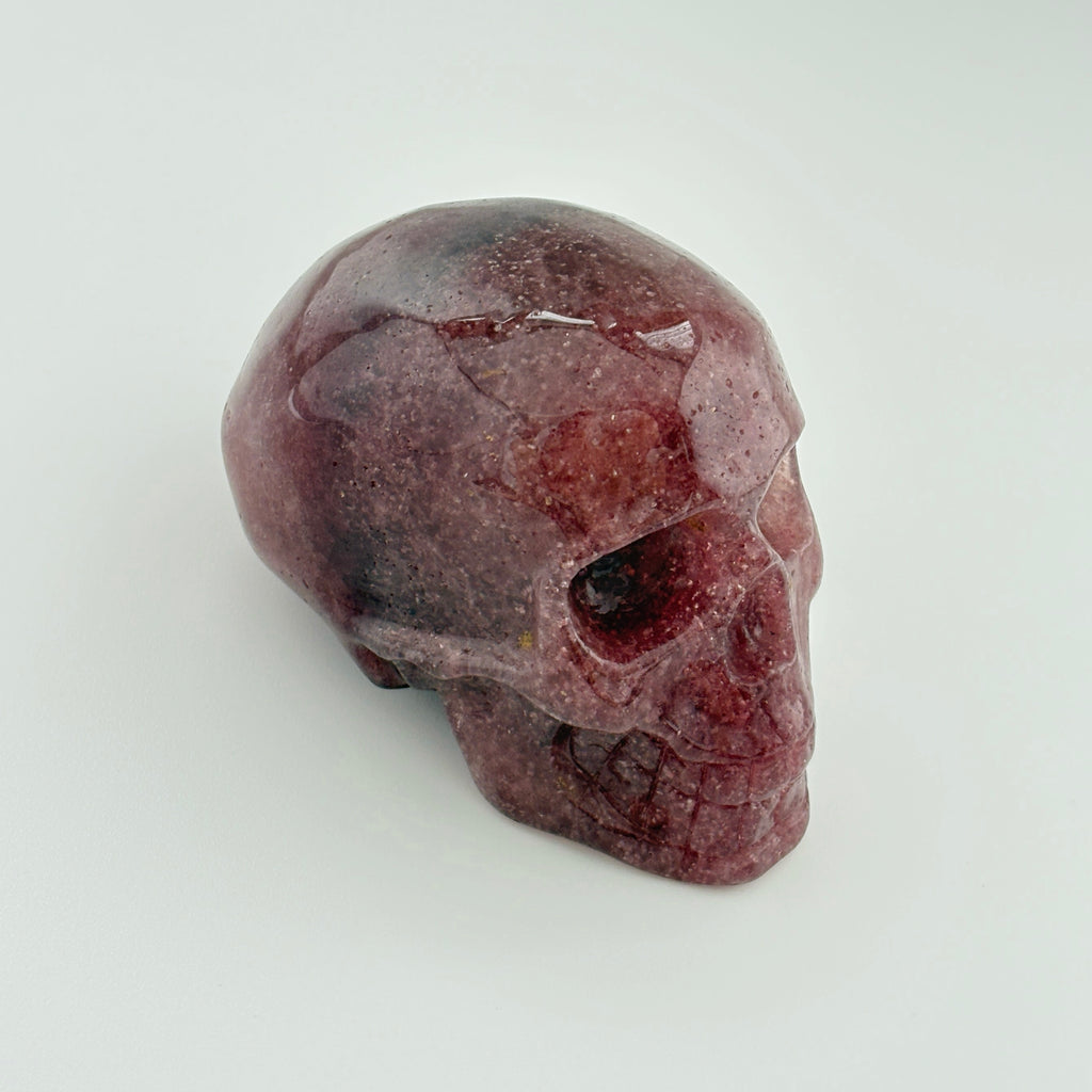 Raspberry Mind Strawberry Quartz Skull Decor Heart Chakra Healing Love Energy