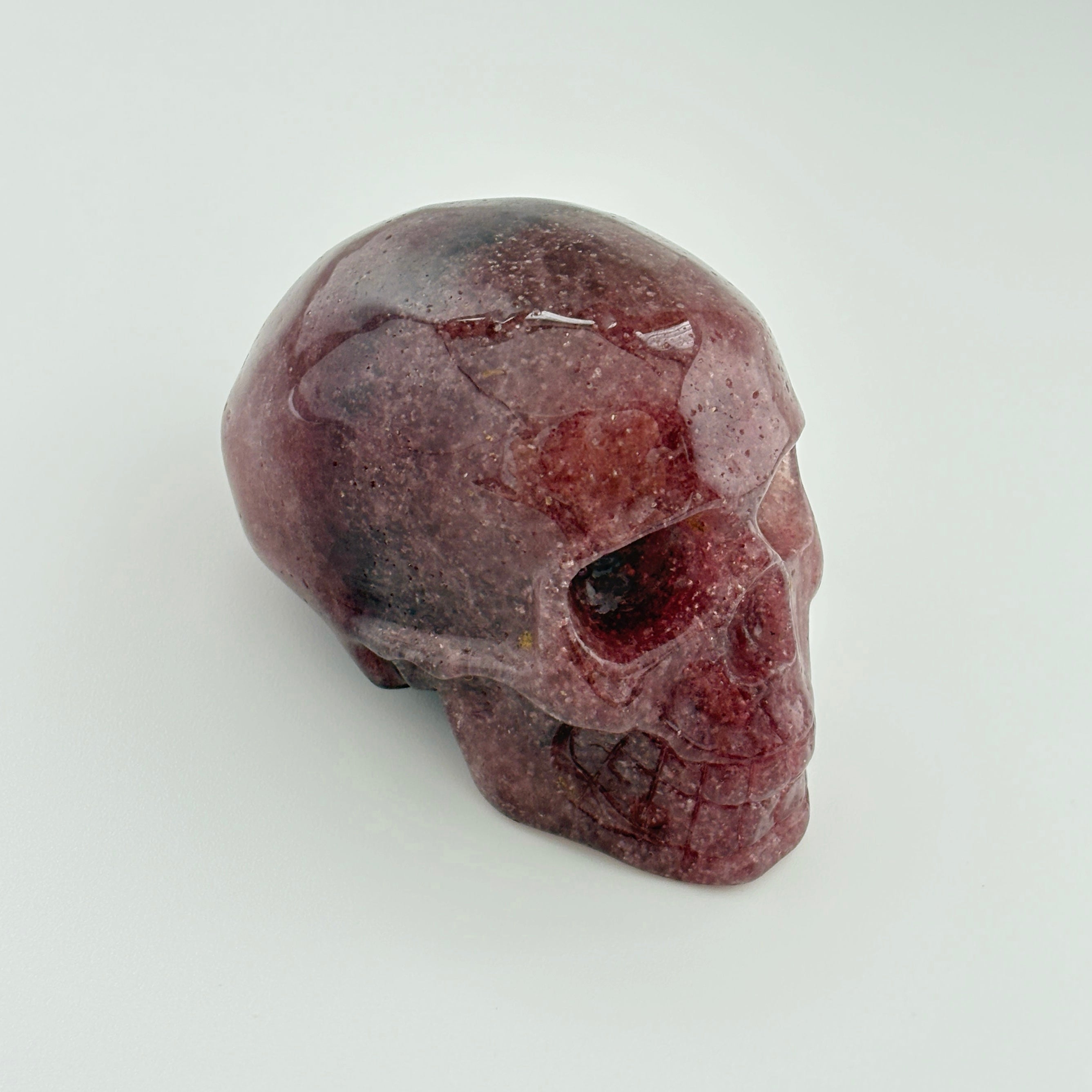 Raspberry Mind Strawberry Quartz Skull Decor Heart Chakra Healing Love Energy