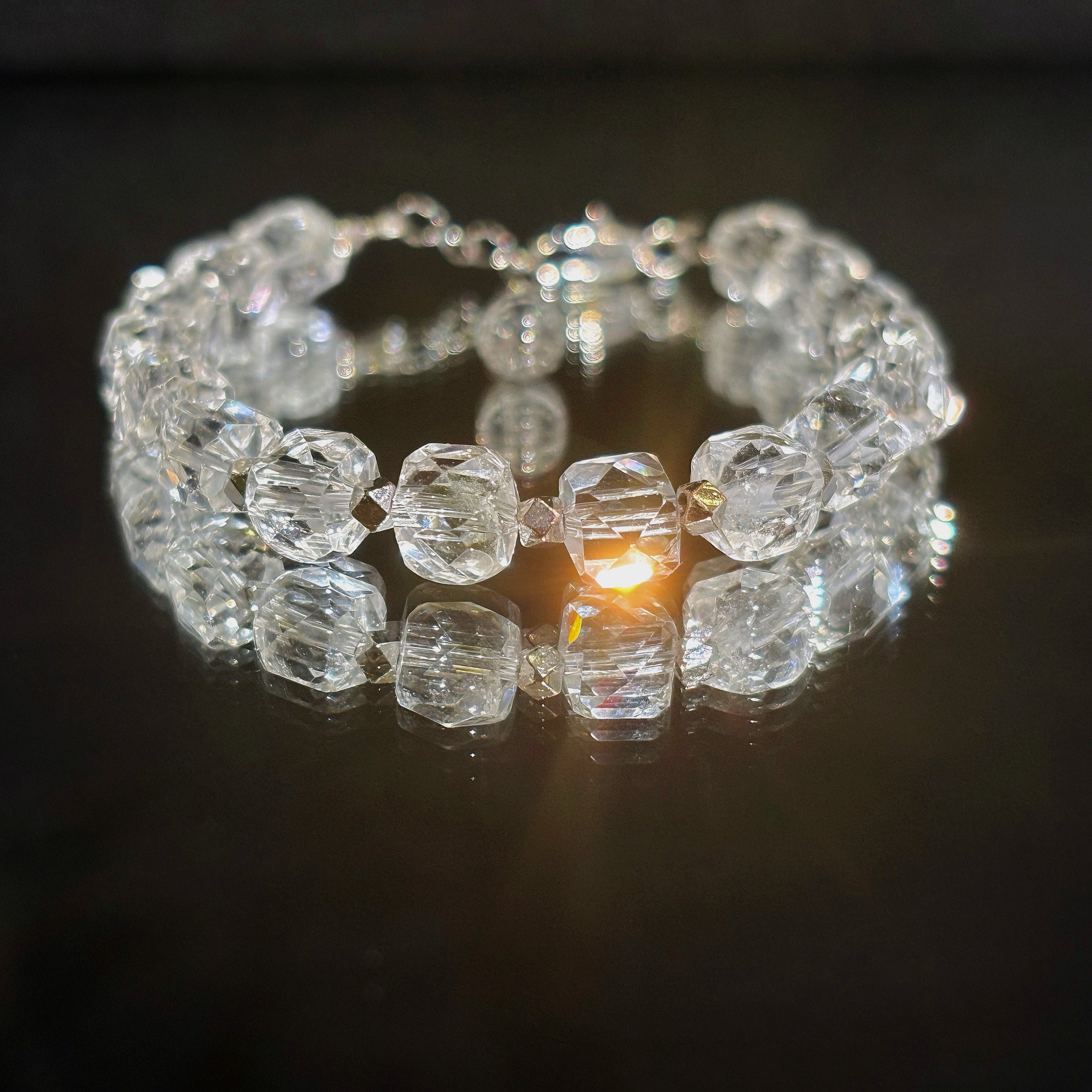 Frozen Light Faceted Clear Quartz Crystal Bracelet